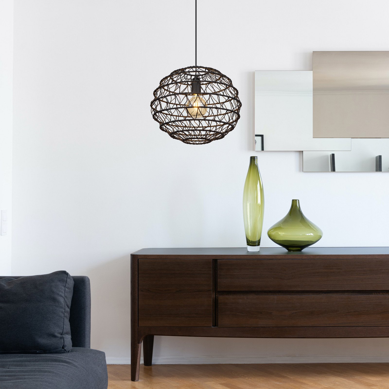 Globo Senni lampă suspendată negru Ø 39 cm - Camera de zi / sufragerie - Metal