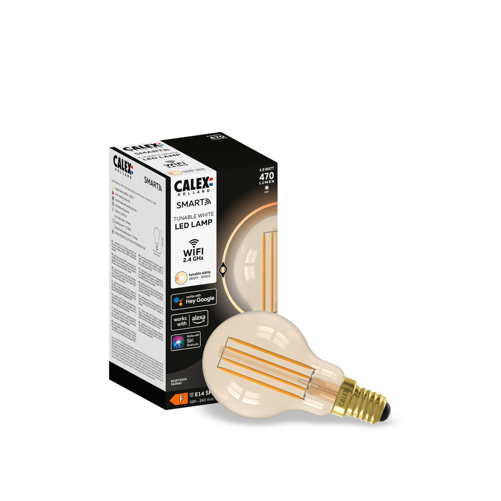 Calex Smart E14 P45 45W 1800-3000K dimabil aur 2pcs