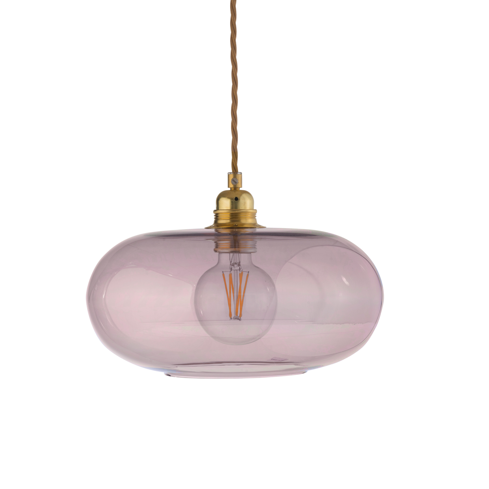 EBB & FLOW pendellampa Horizon, rosé, glas, Ø 29 cm