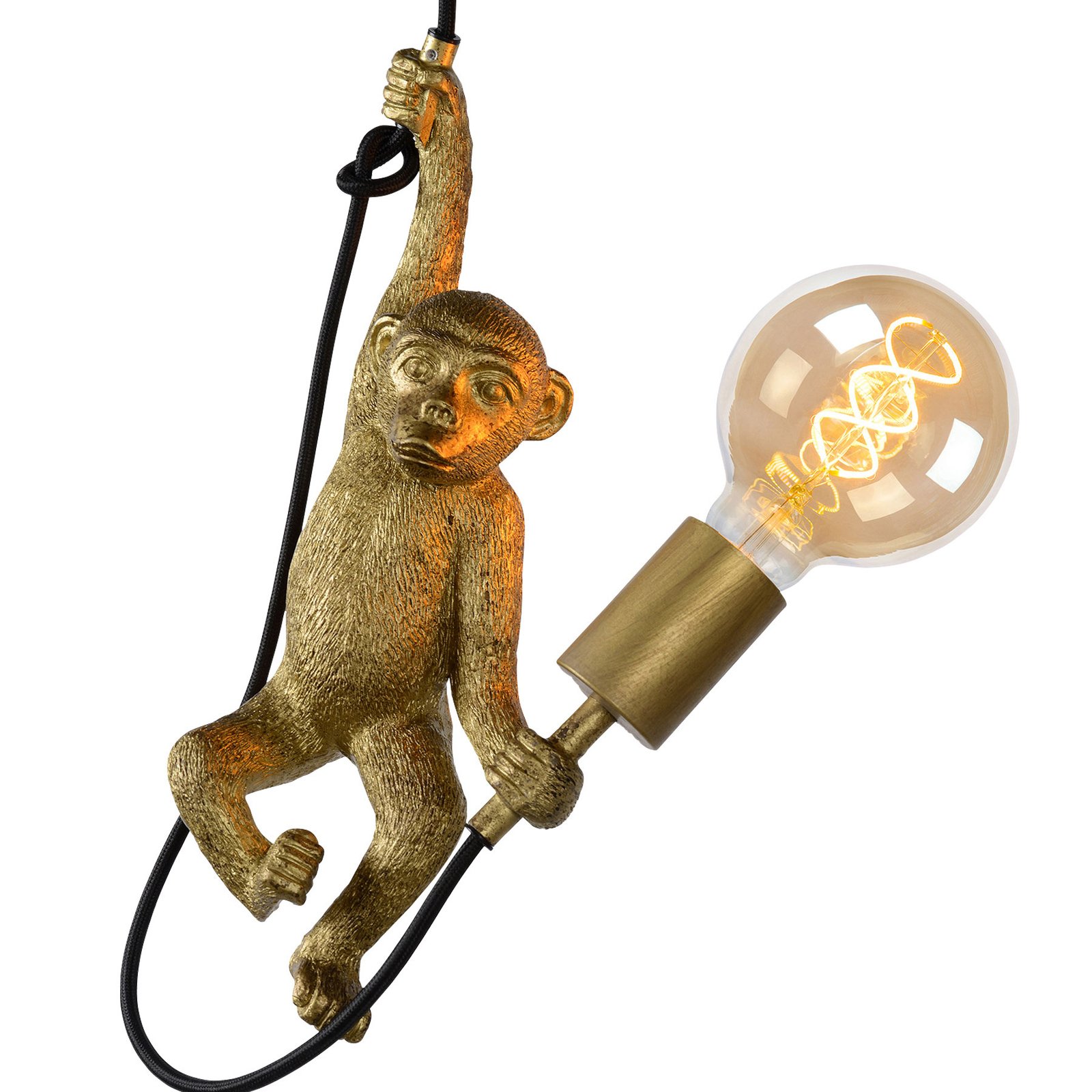 Extravaganza Chimp pendant light, gold matt/black