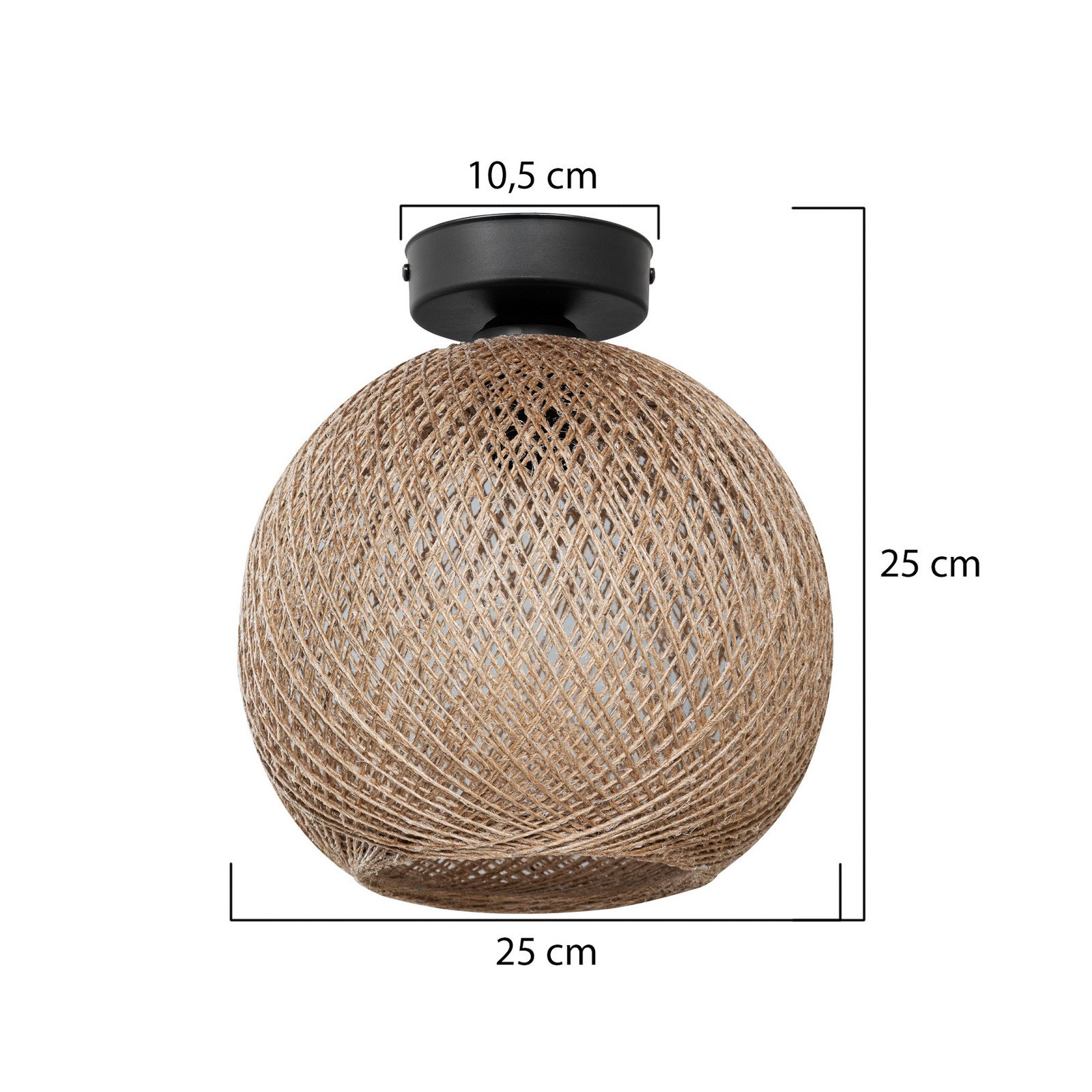 MODELSA Plachetă Yumak maro Ø 26 cm cablu 1 bec - Camera de zi / sufragerie - Modern - maro negru - Țesătură / Textil