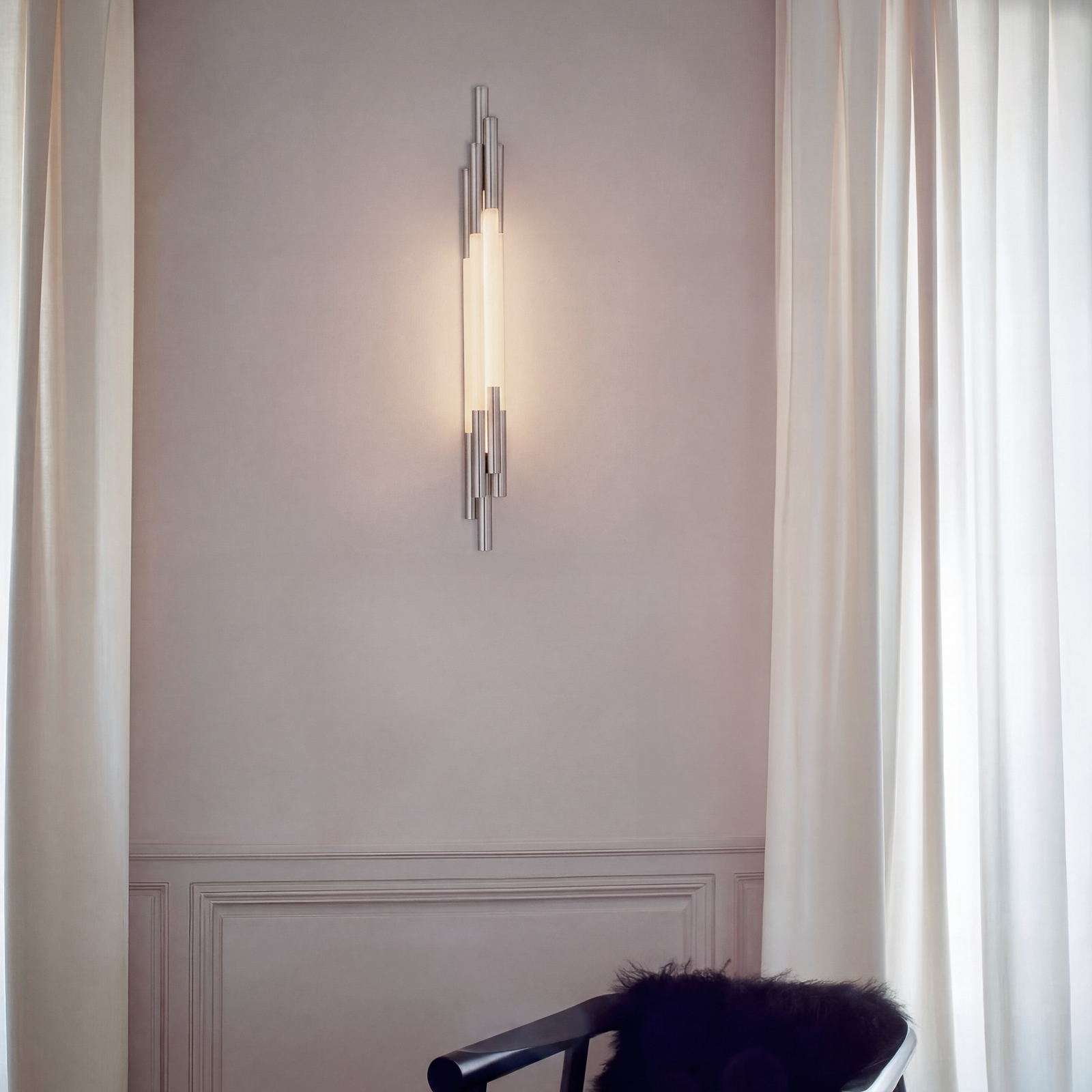 Applique a LED ORG, altezza 105 cm, color nichel, 2400 K - DCW