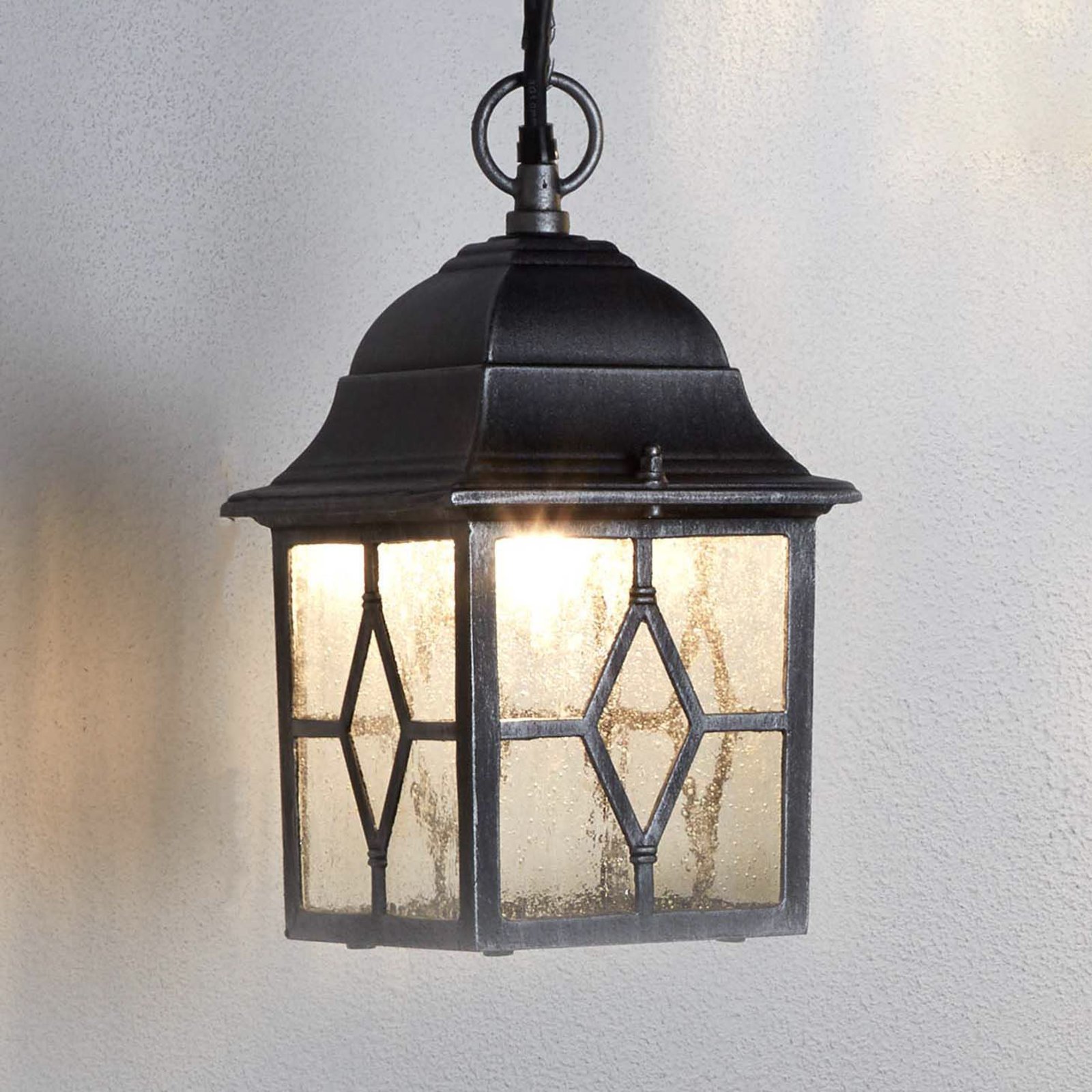 Buiten hanglamp Genoa met loodglas