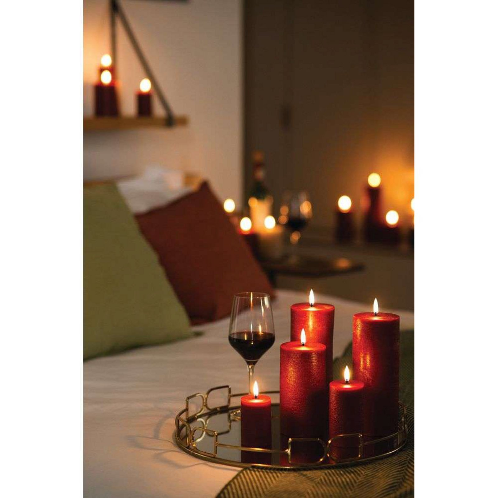 Pillar Candle LED 7,8 x 10,1 cm Rustic Carmine Red - Uyuni Lighting