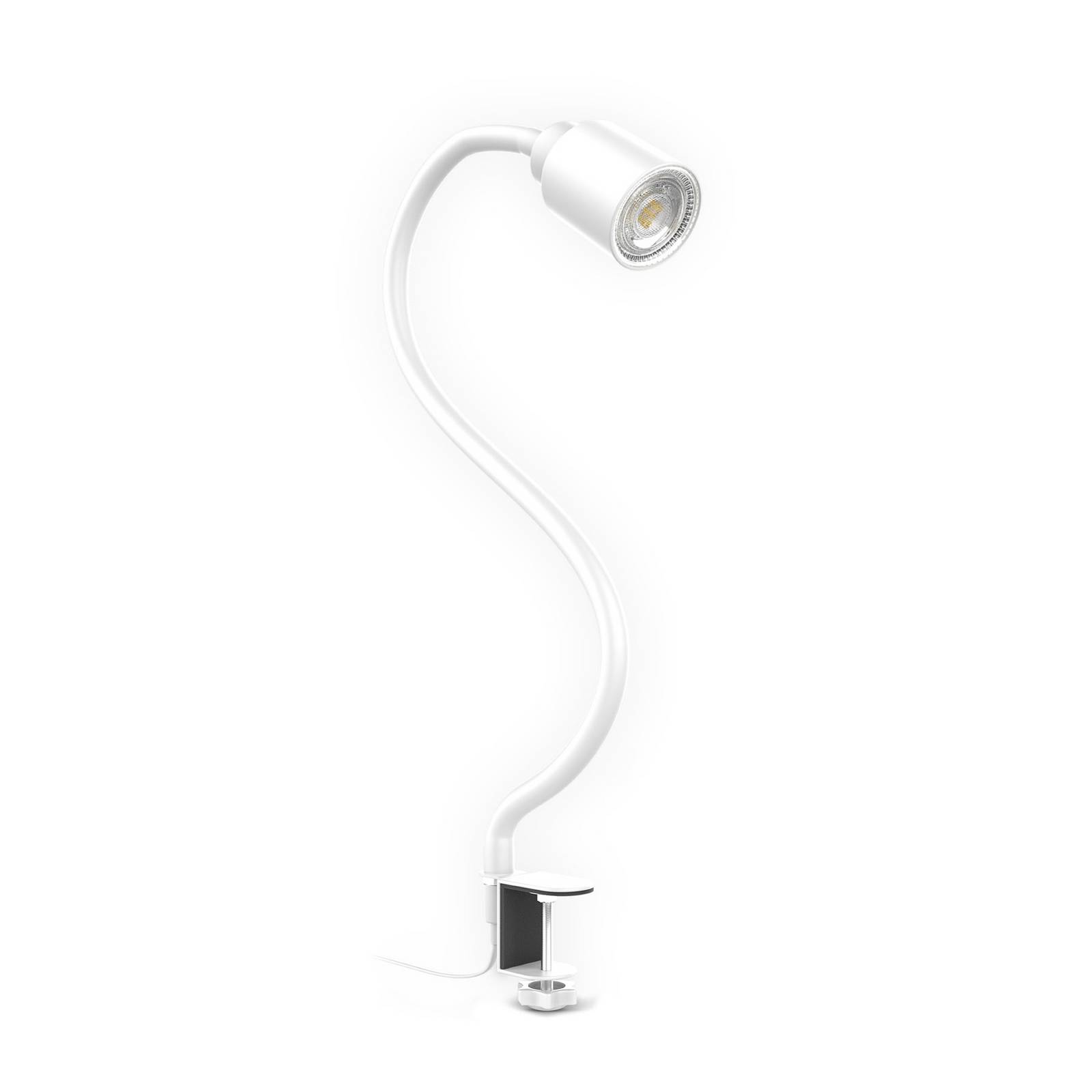 BKLicht LED Klemmleuchte Leselampe flexibel Tischlampe Bettlicht Flexarm weiß 5W GU10