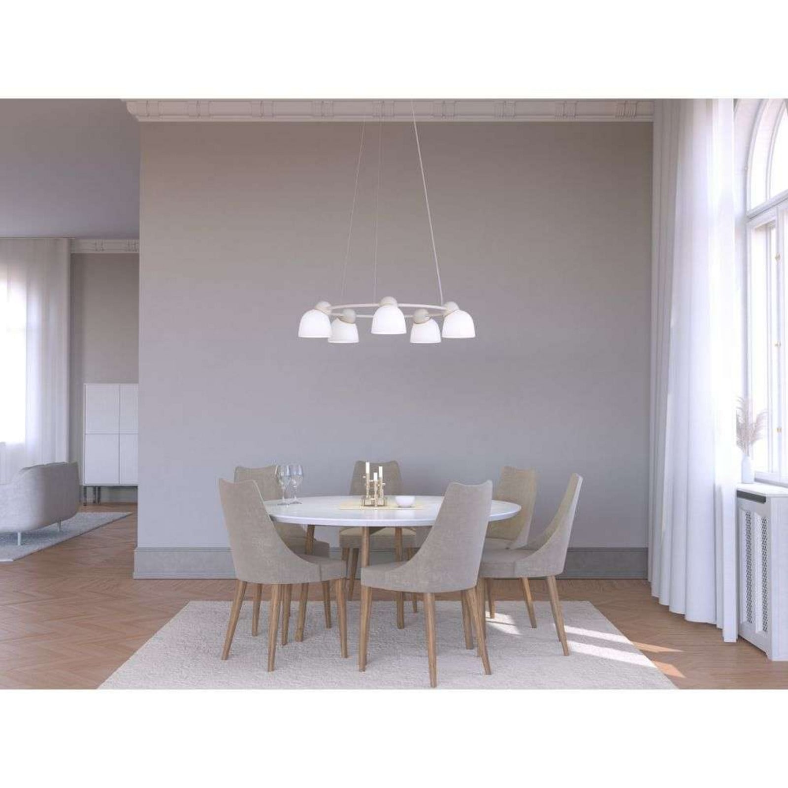 Bird Ljuskrona Ø95,3 Sand/Brass/Opal Belid - Matsal - Metall - Ring | Produkter - Ljuskronor | Lampspecialisterna