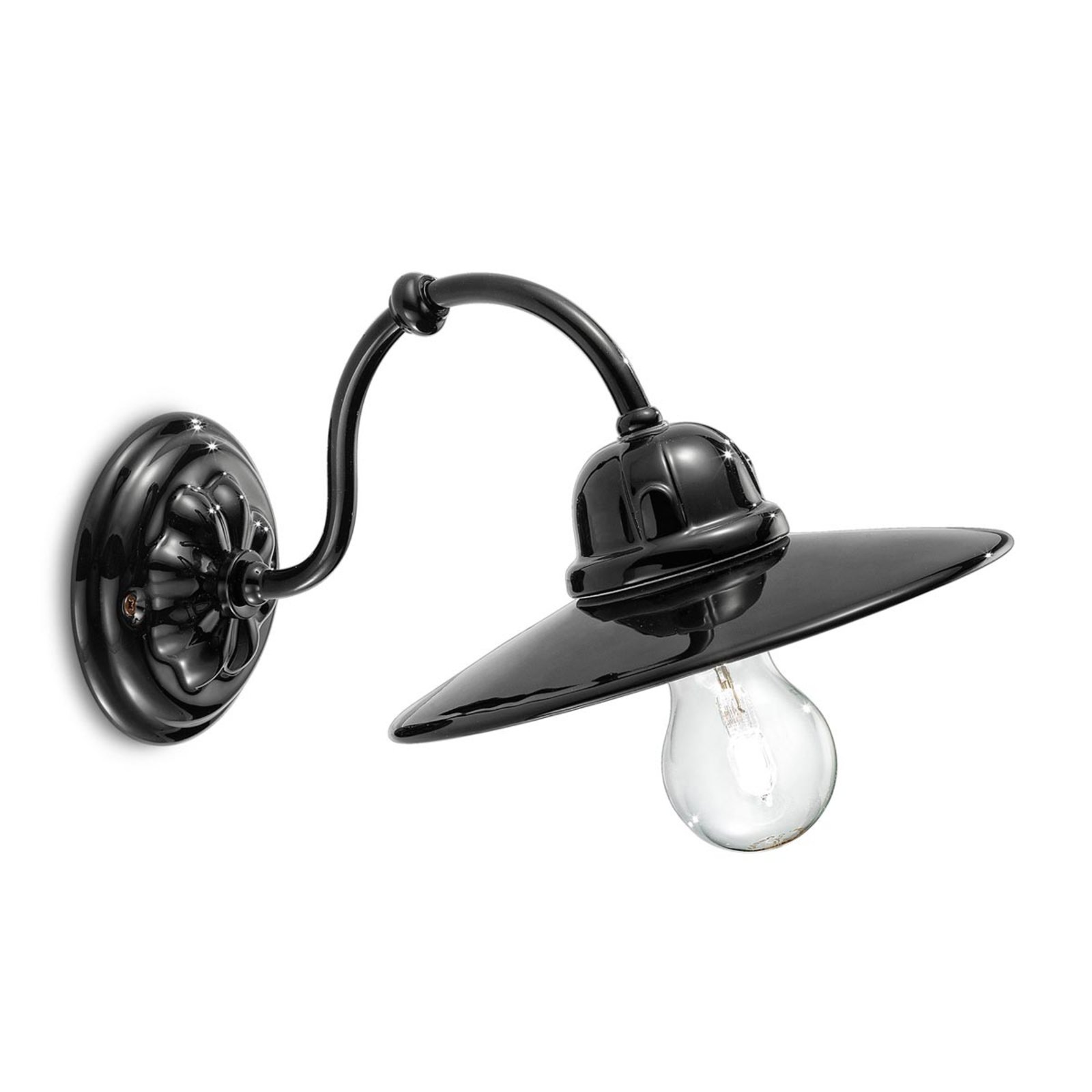 Edoardo wall light in retro Stil, black