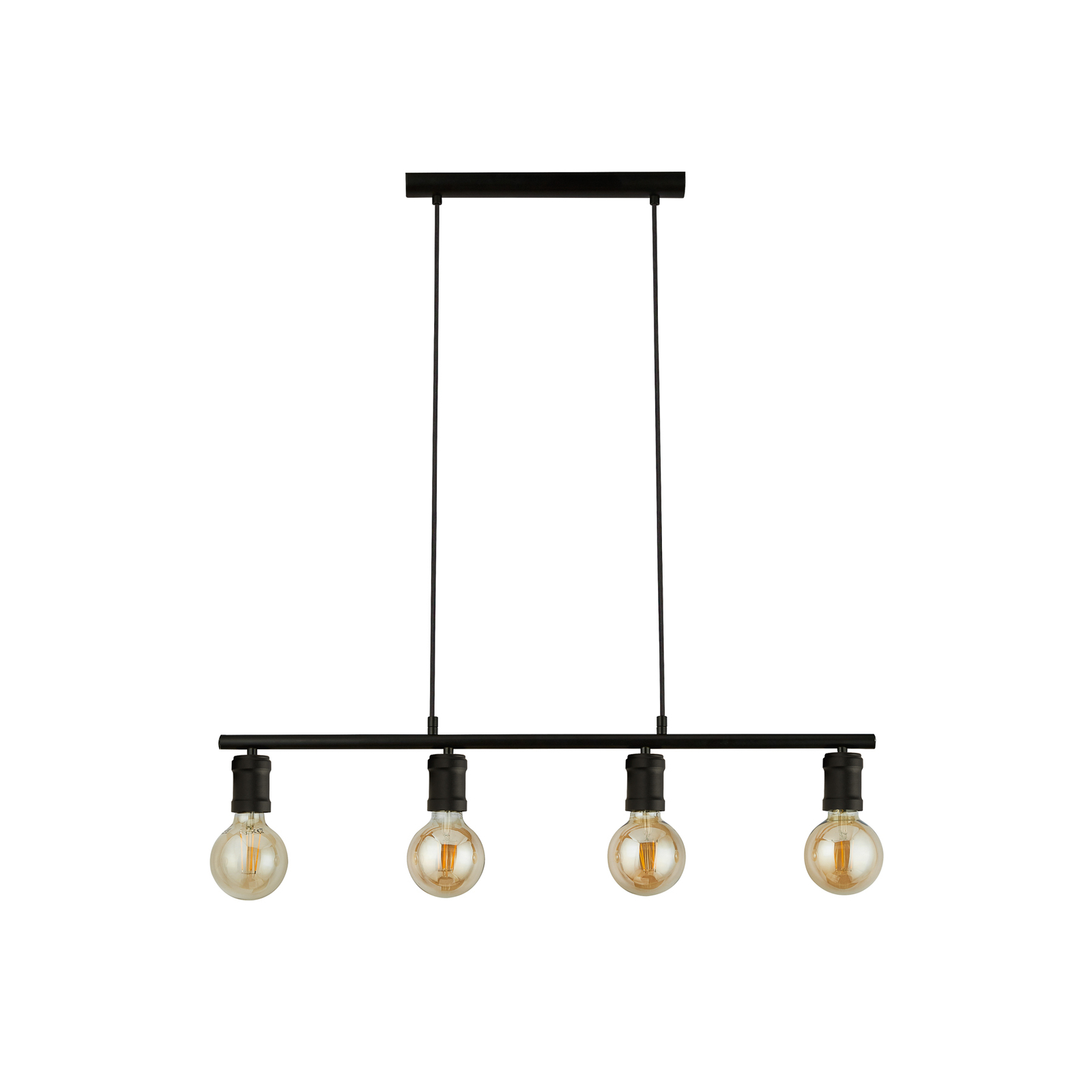 Lampada a sospensione Dance, a 4 luci, nero, metallo, E27, lunghezza 80 cm