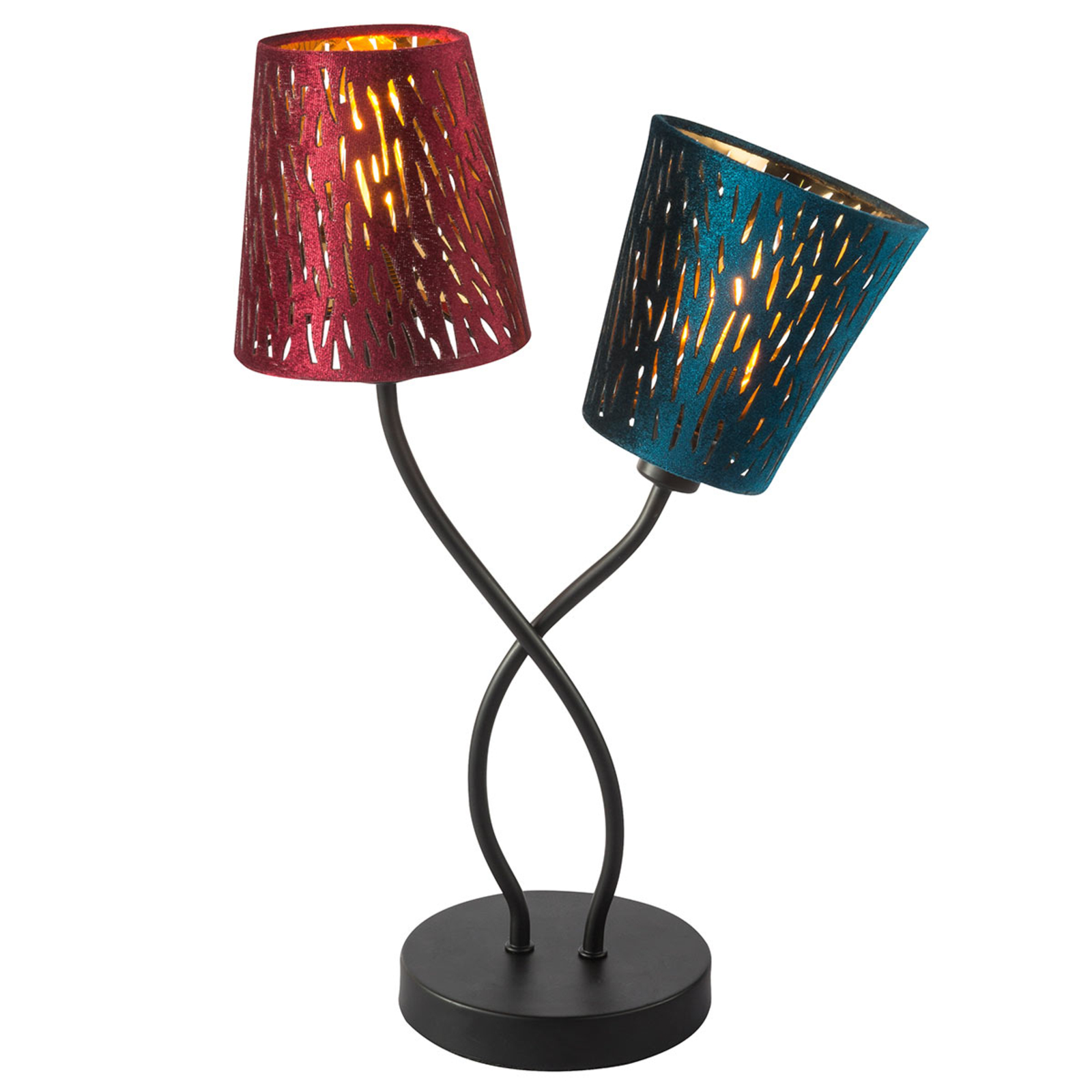 Globo Ticon table lamp 2-bulb, for Living / Dining Room, metal, velvet, E14, 25 W, energy efficiency: A++, L: 28.5 cm, W: 15 cm, H: 45 cm