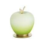 Wendy LED-bordslampa, grön/mässing, äppelform, glas, dimbar