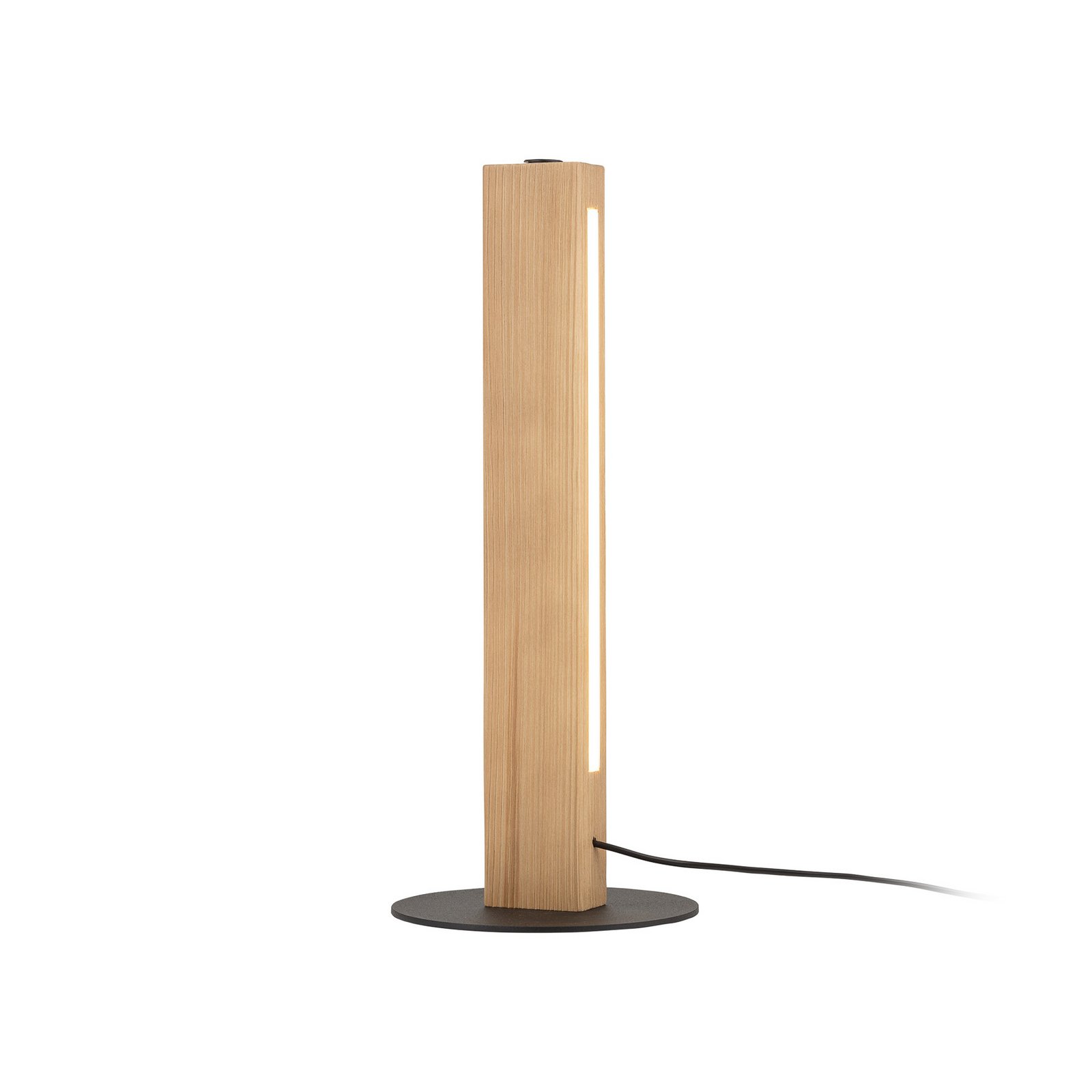 LED wooden table lamp Teo, beech, 42 cm, touch dimmer