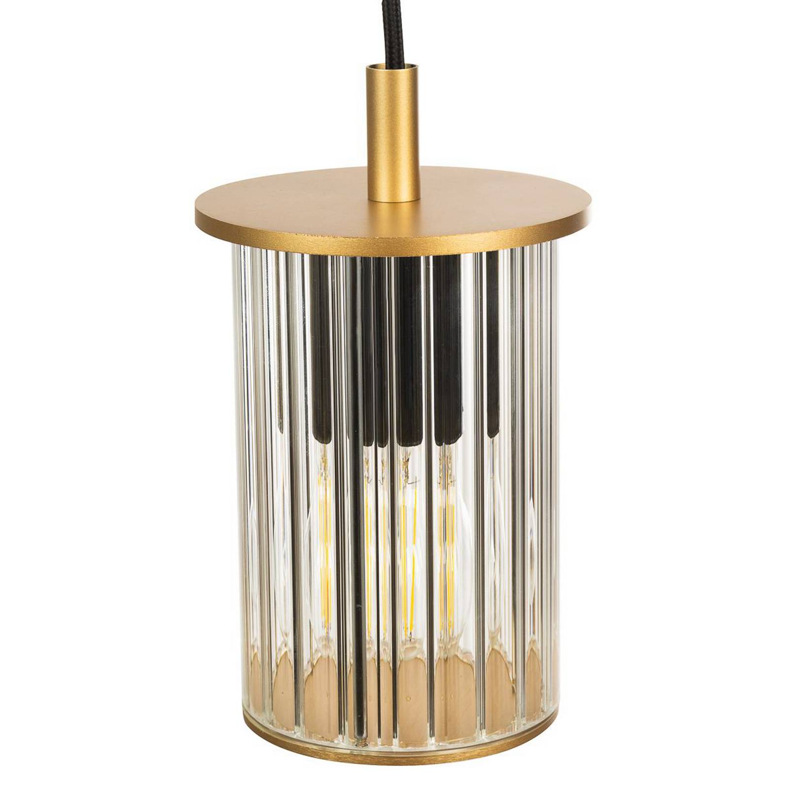 Lampa wisząca zewnętrzna Nora, złota/przezroczysta, IP44, szkło
