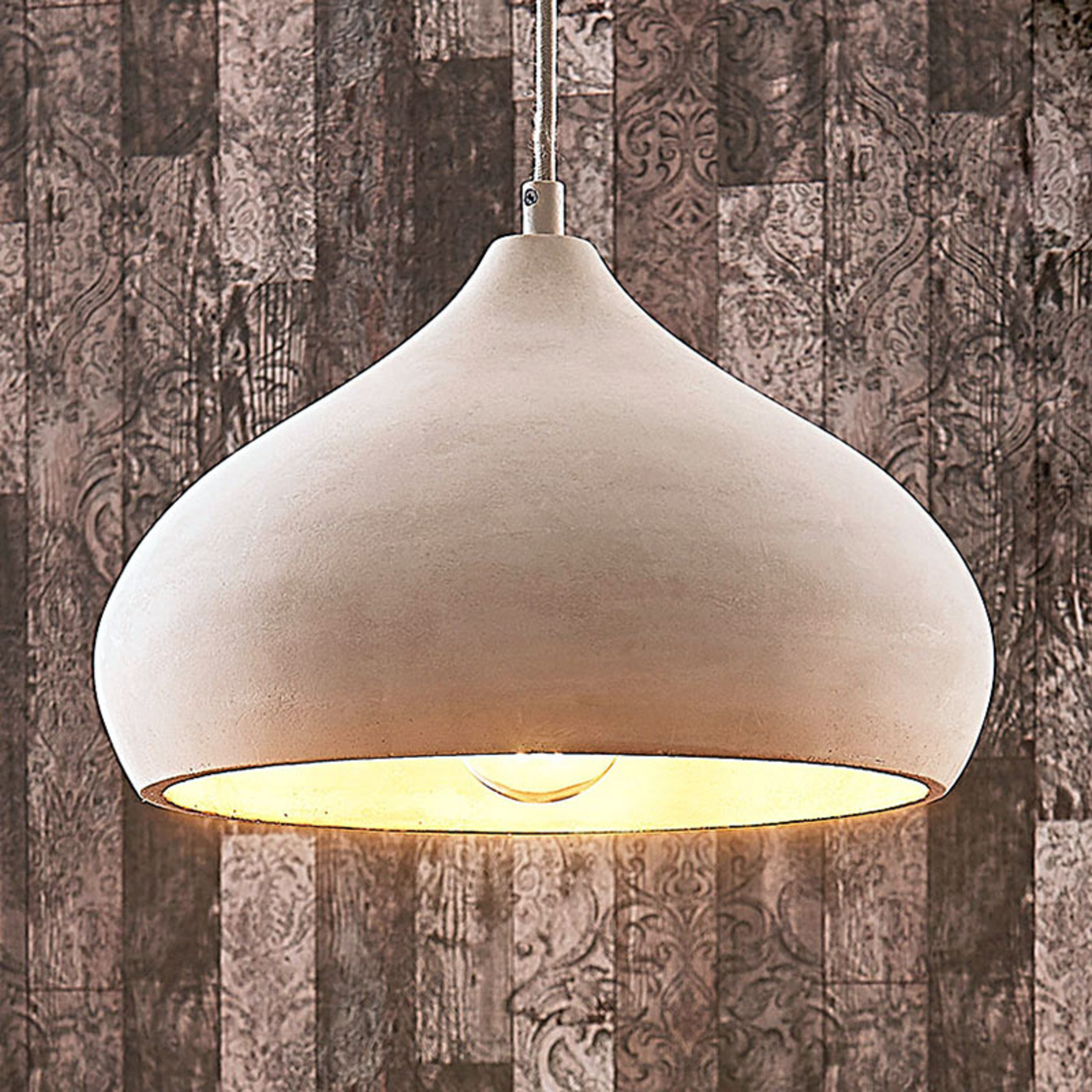 Lampa wisząca Lindby Morton, Ø 29 cm, szary, beton, E27
