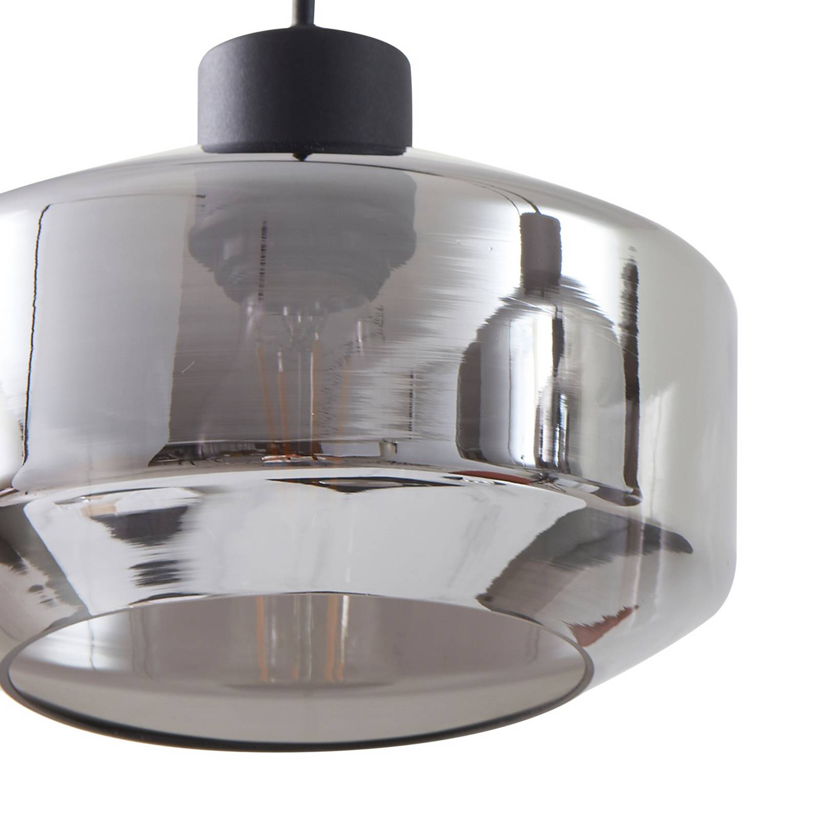 Lampa wisząca Lindby Hildur, 4-punktowa, 115 cm, szary dymny, szkło