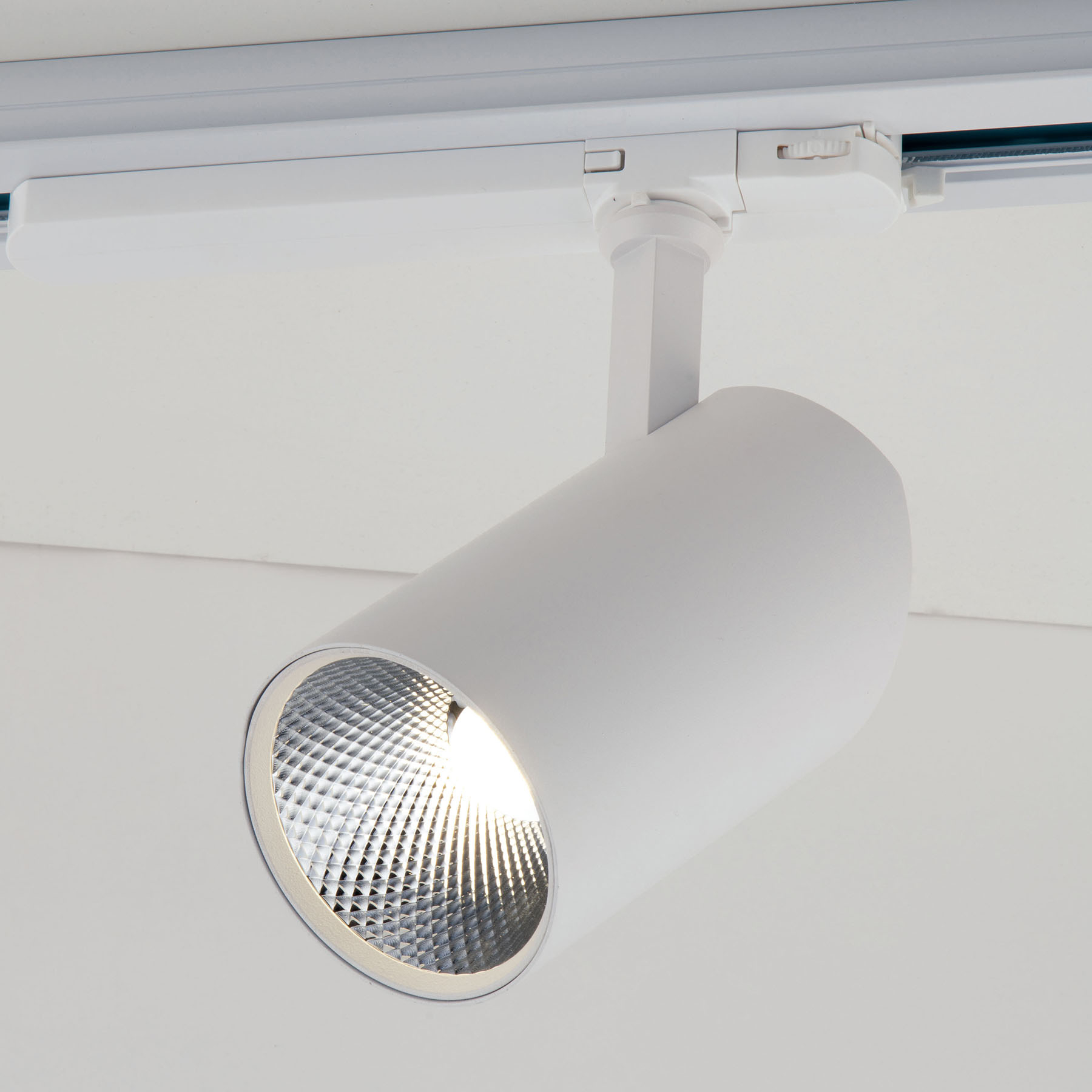 Eco-Light Action LED-skinnespot, 3.000 K, 20 W, hvid - 3-fase strømskinne - skinnesystem - moderne Lampe hvid - aluminium