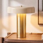 Nola tafellamp Dionne, messing/beige, 33 cm, metaal, E14