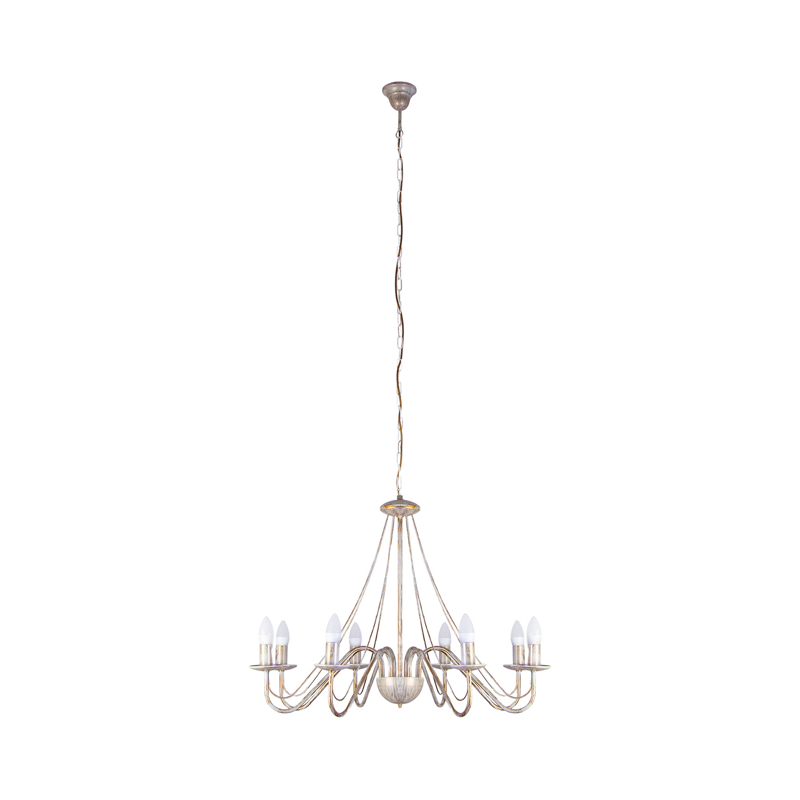 Lustre Malbo, or blanc, métal, à 8 lampes, E14