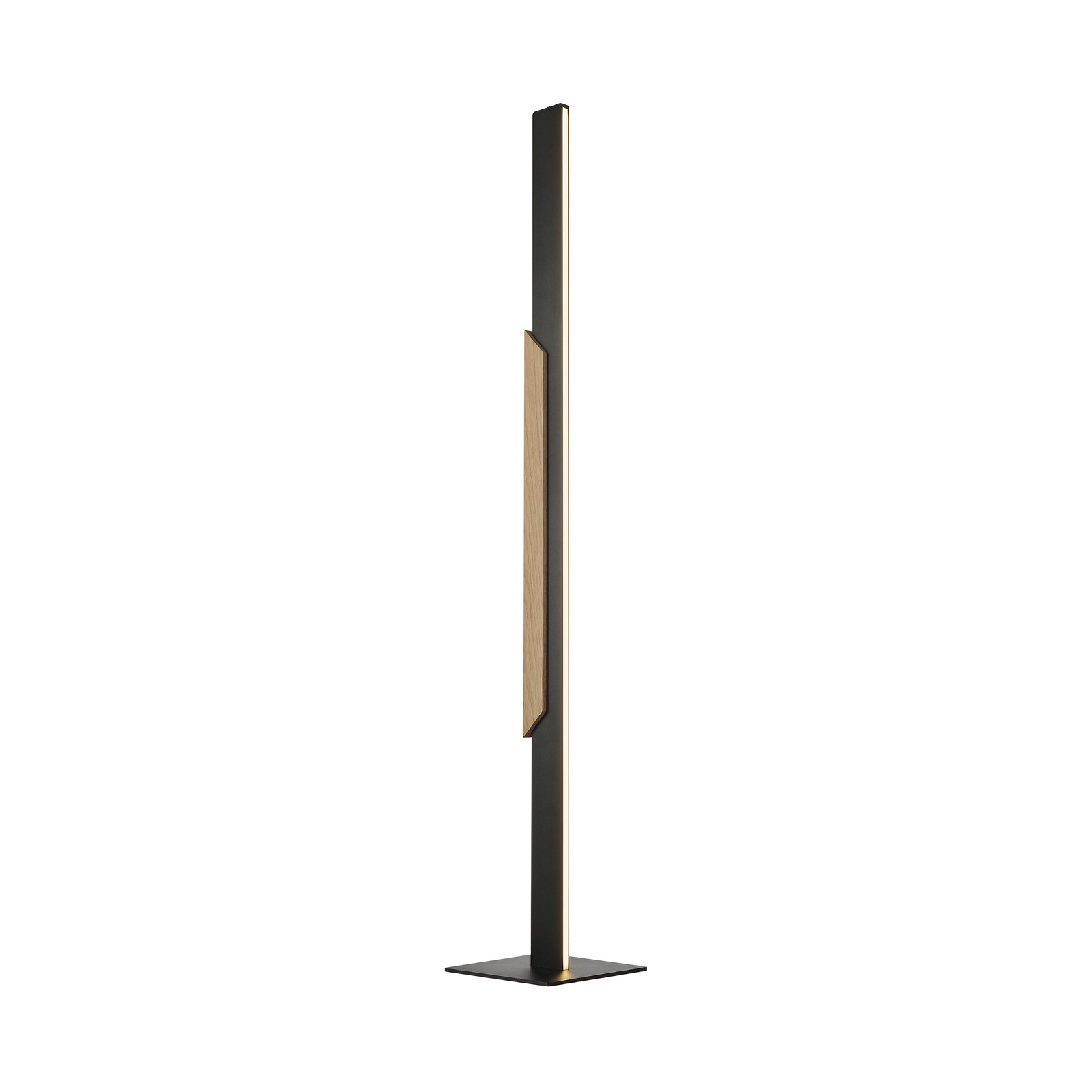 LED стояща лампа Arcus, черна/кафява, височина 126 cm, метал/дърво