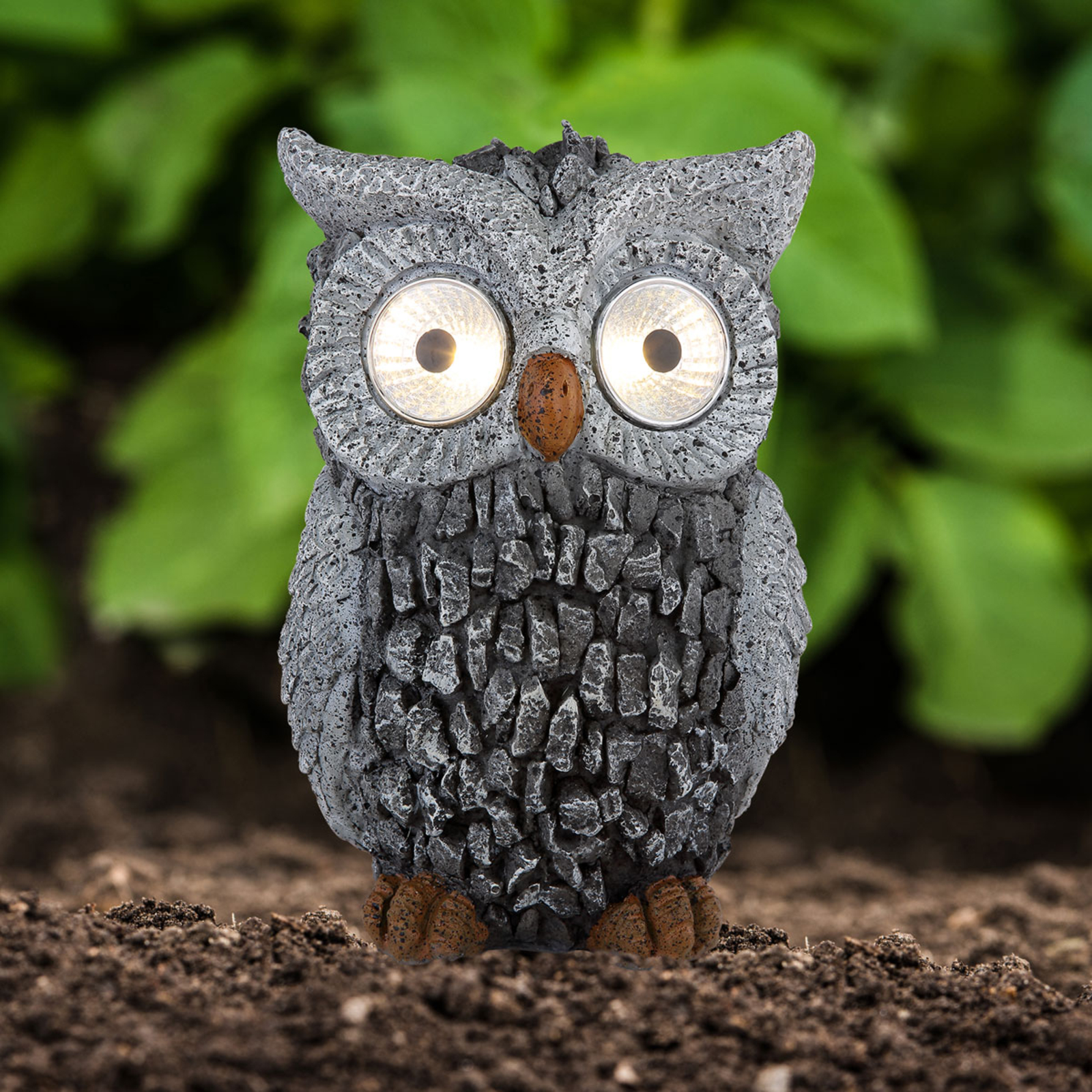 Globo 33204 LED solar decorative light, owl, grey, plastic, 0.06 W, L: 13.5 cm, W: 11.5 cm, H: 19.5 cm