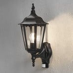 Buitenwandlamp Firenze, sensor, staand, zwart