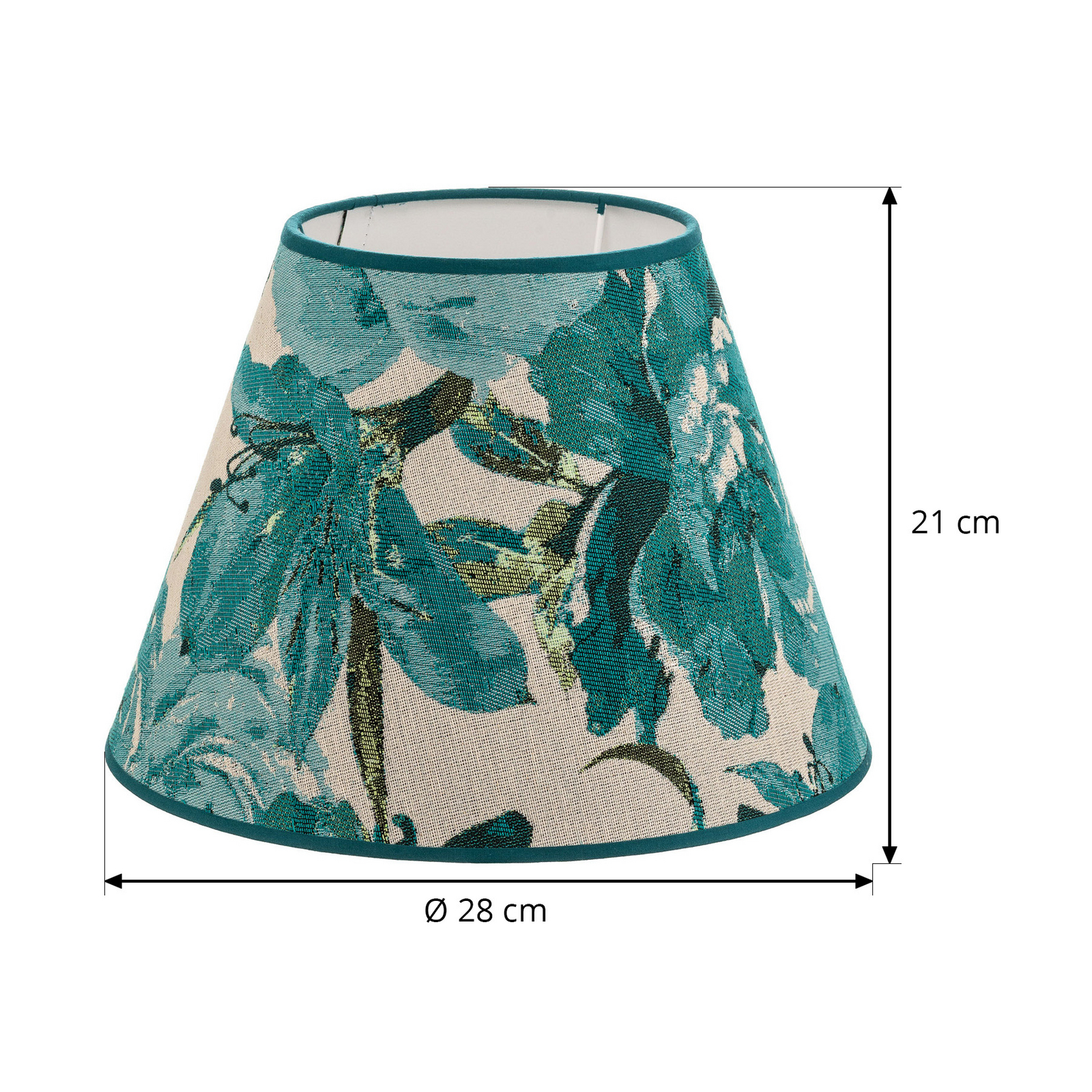 Lampenschirm Sofia Höhe 21 cm, Blumenmuster türkis Lampenschirm Sofia Höhe 21 cm, Blumenmuster türkis