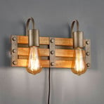 Khan wall light, vintage, cable and plug, 2-bulb