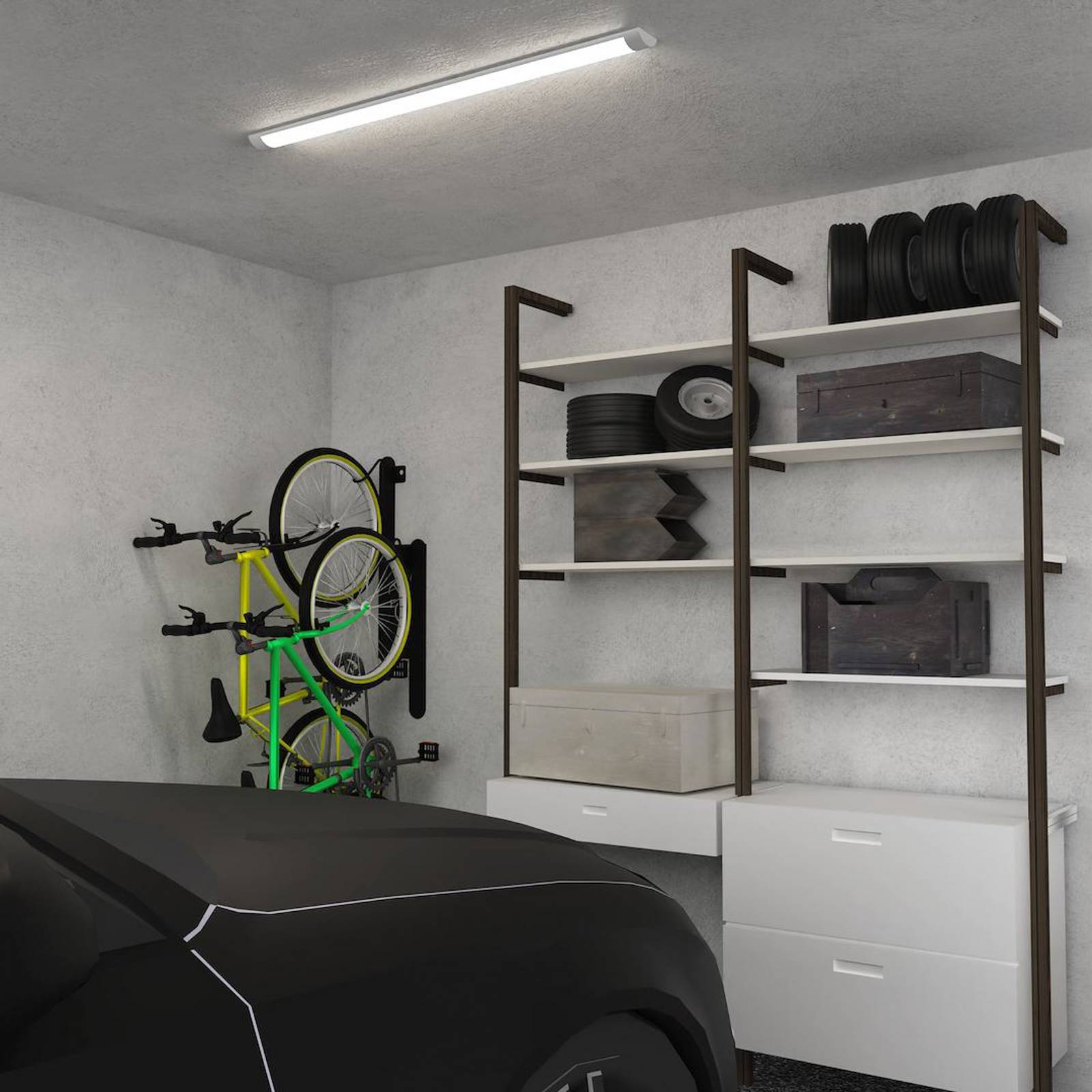 Lampa sufitowa LED Batten, długość 120 cm, aluminium, biała, 4000 K