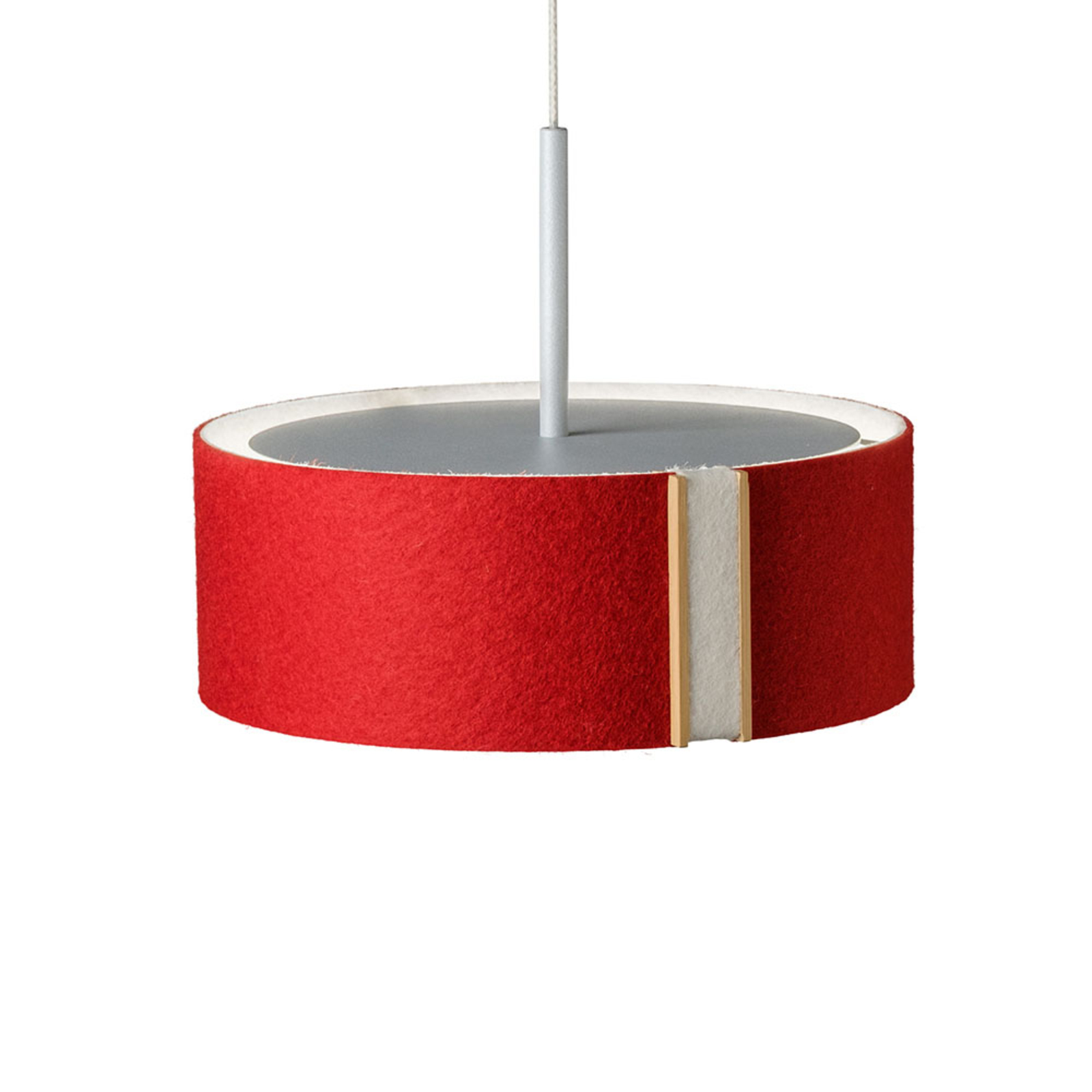 LARAfelt S LED pendant light, Ø20cm, red/woollen white
