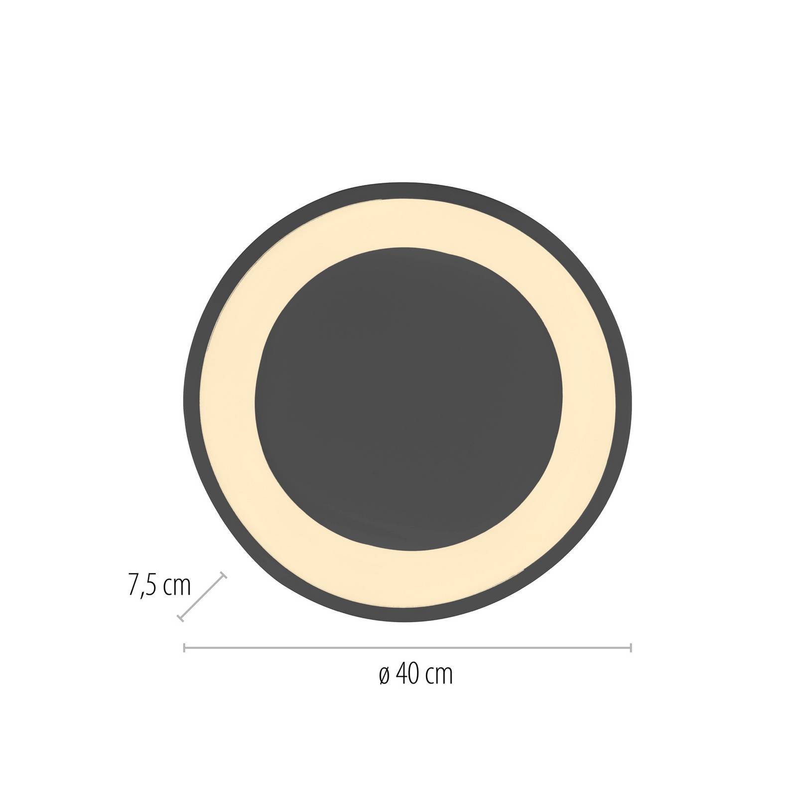  Schöner Wohnen Schöner Wohnen Monta Led Ceiling Light, Black, ø 40 Cm, Metal, Switchdim 