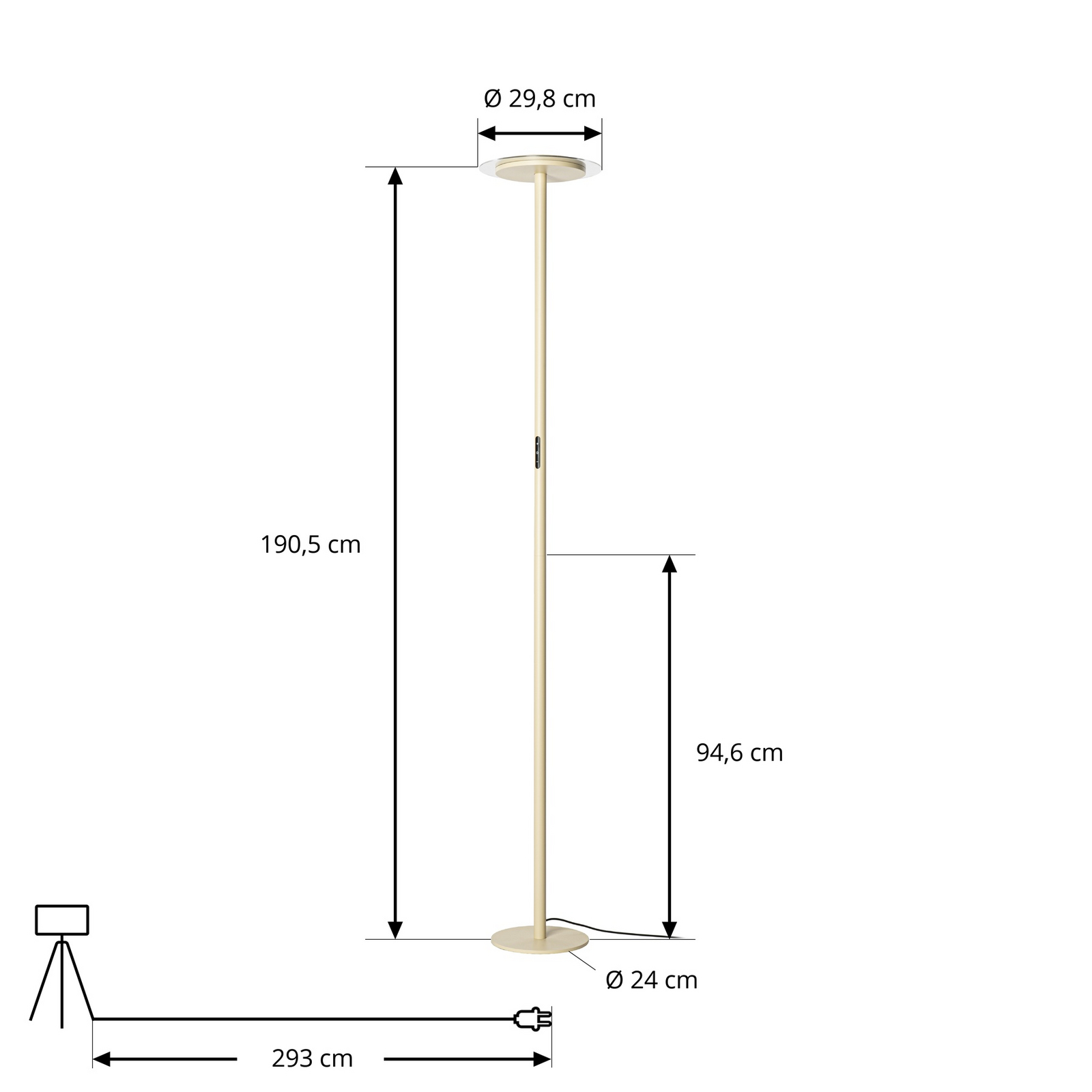 Lampa stojąca LED Arcchio Frile, beżowa, wysokość 190 cm, ściemniana Lampa stojąca LED Arcchio Frile, beżowa, wysokość 190 cm, ściemniana