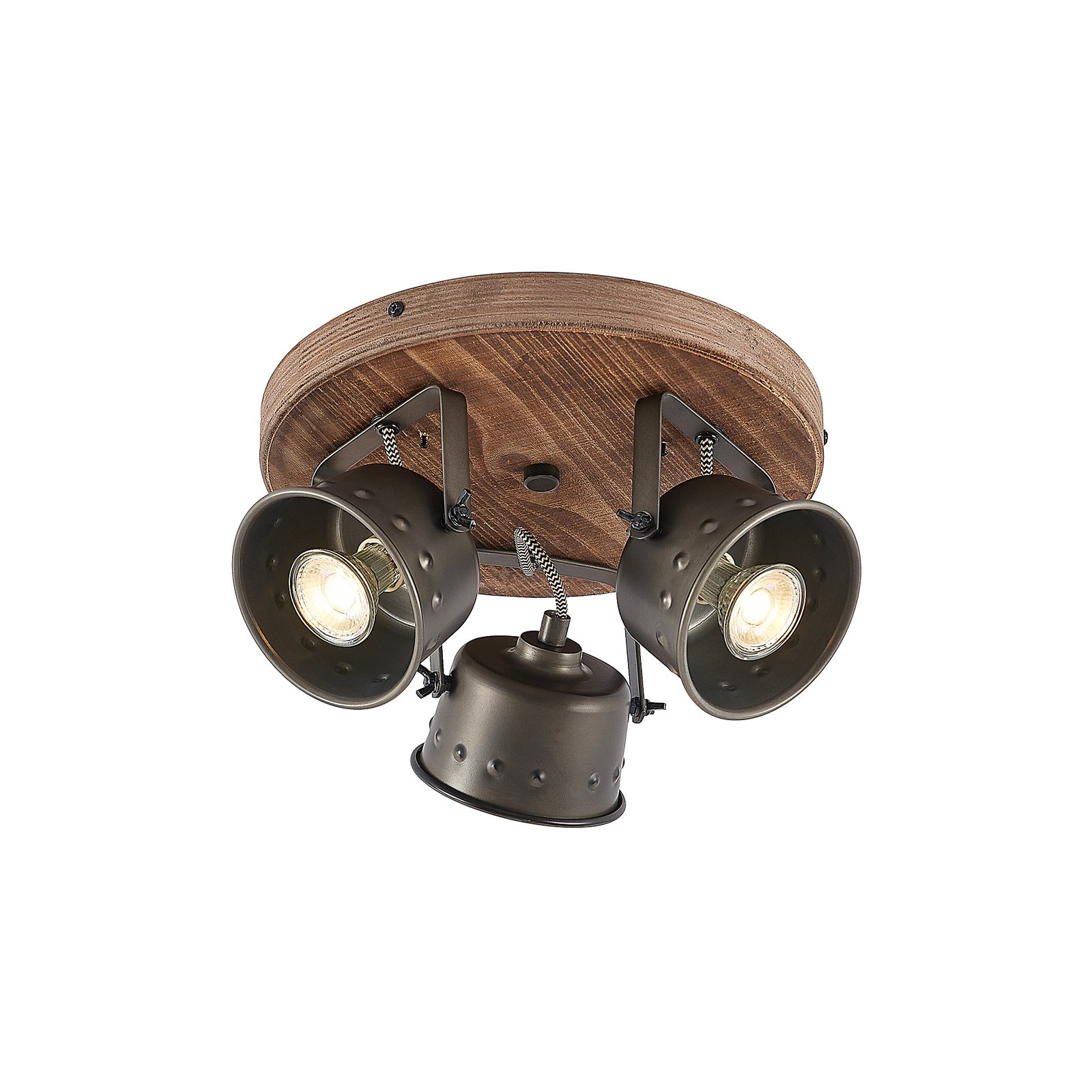Rubinjo 3 Round Plafonnier Wood/Black - Lindby