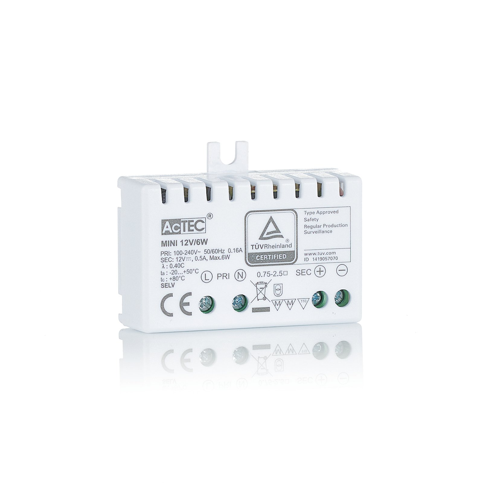 AcTEC Mini -LED-muuntaja CV 12V, 6W, IP20