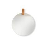 ferm LIVING lustro Enter, Ø 45 cm, szkło, żelazo, skórzany pasek