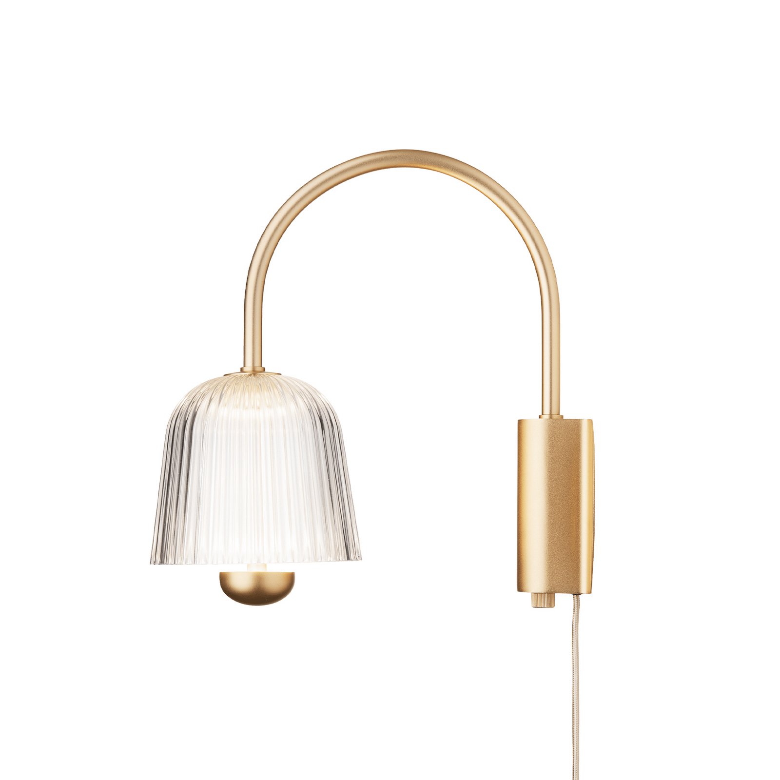 Nuura LED-Wandlampe Asteea, Breite 16 cm, messingfarben/klar