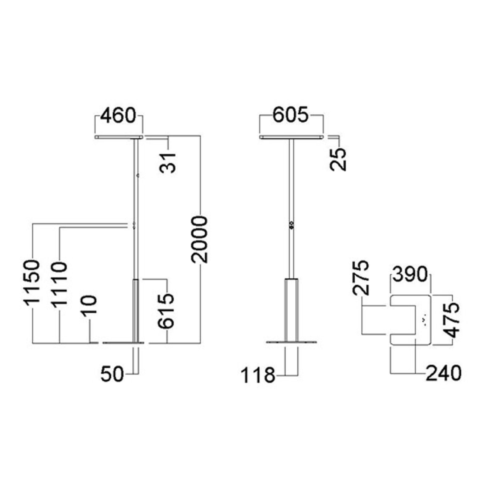LED-Bürostehleuchte LINEA-F, dimmbar, CCT