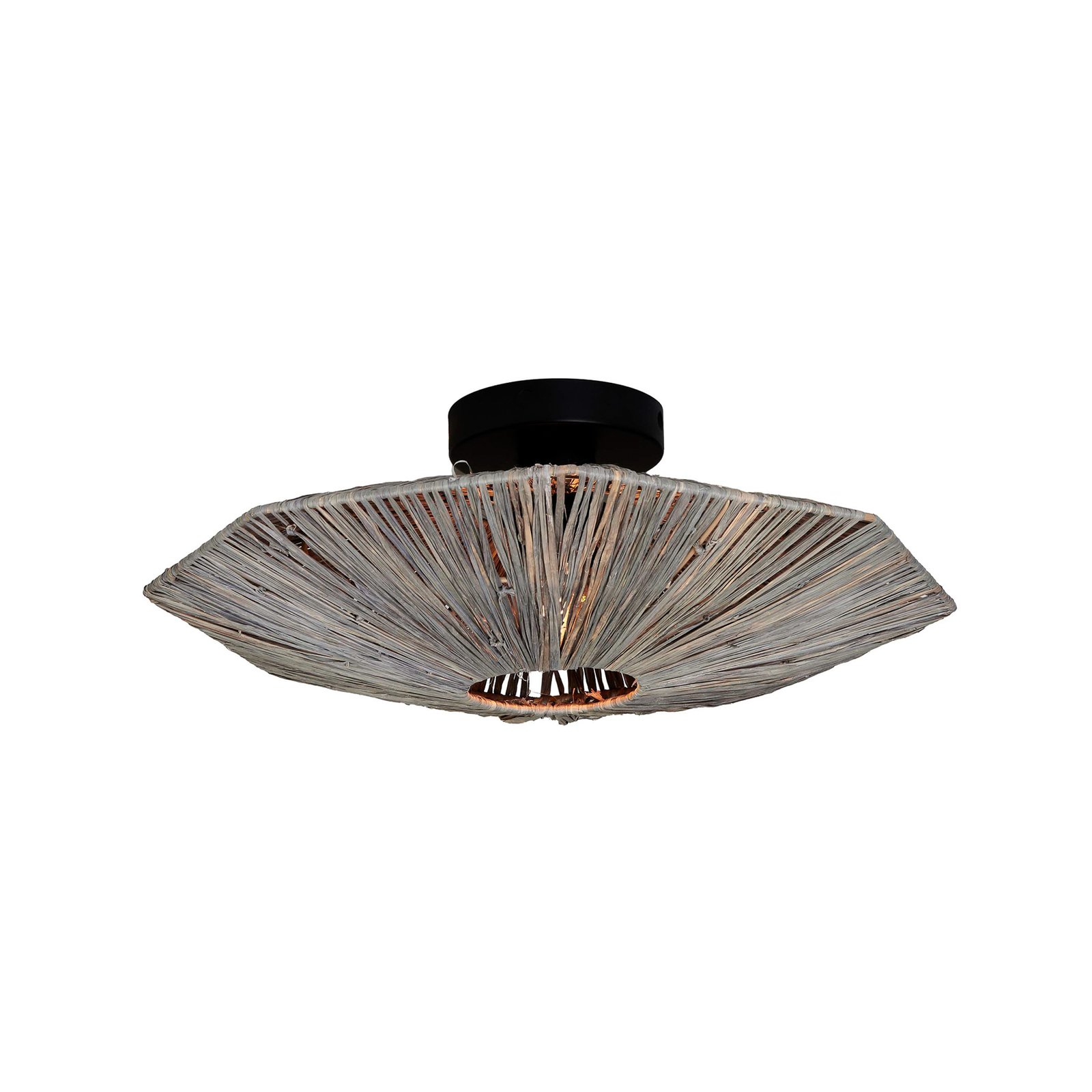 GOOD & MOJO Panama ceiling light, dark grey, Ø 45cm, raffia