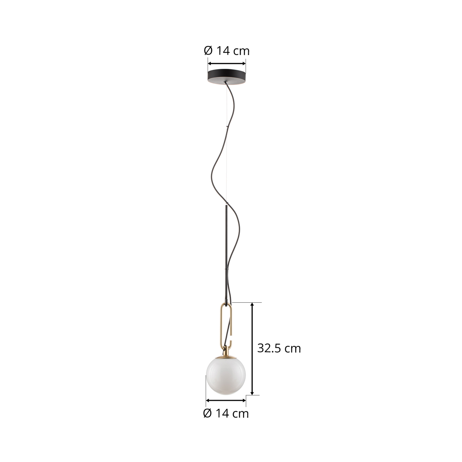 Staklena viseća lampa Artemide nh, Ø 14 cm