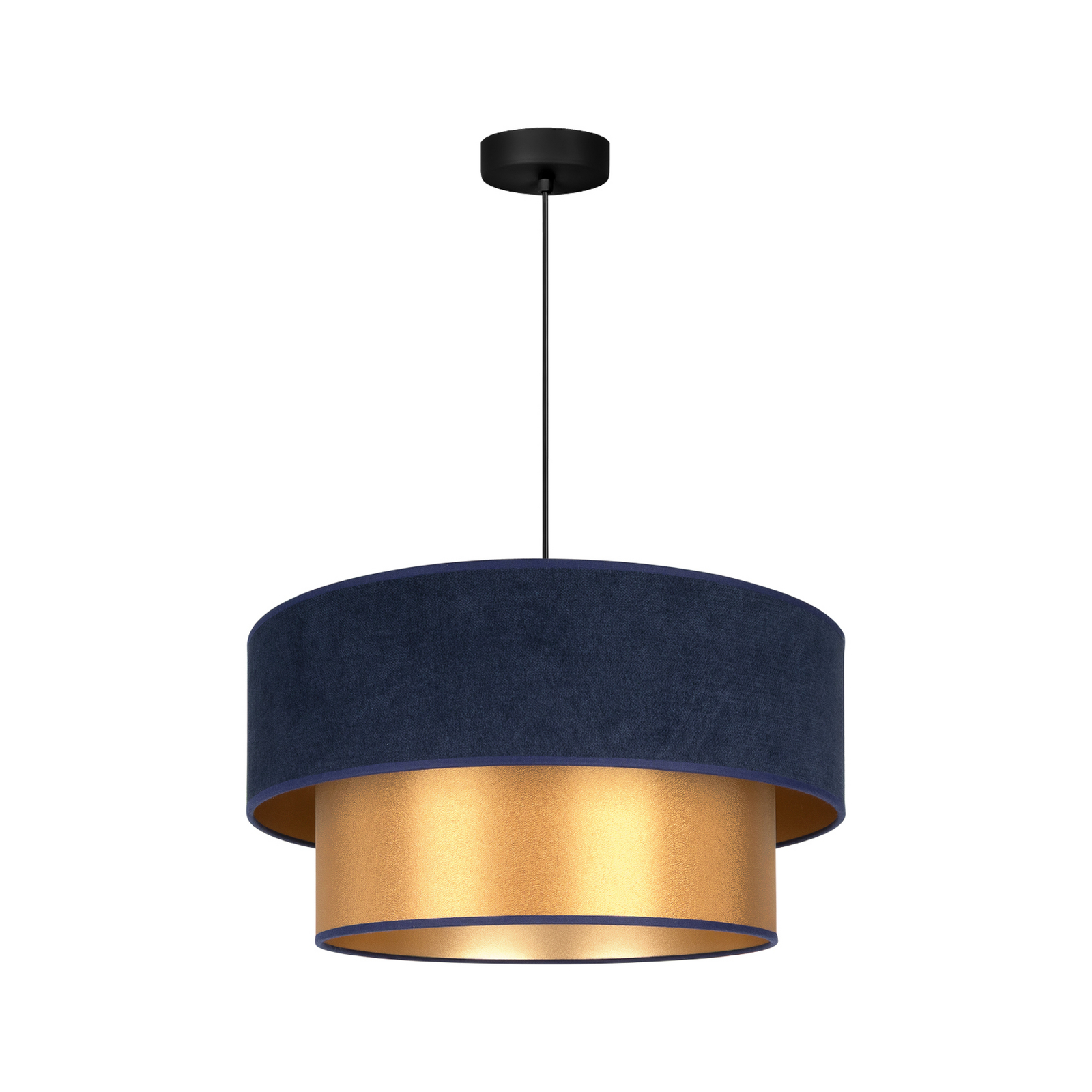 Lampada a sospensione Dorina blu scuro/oro Ø45 cm in tessuto E27 - Duolla