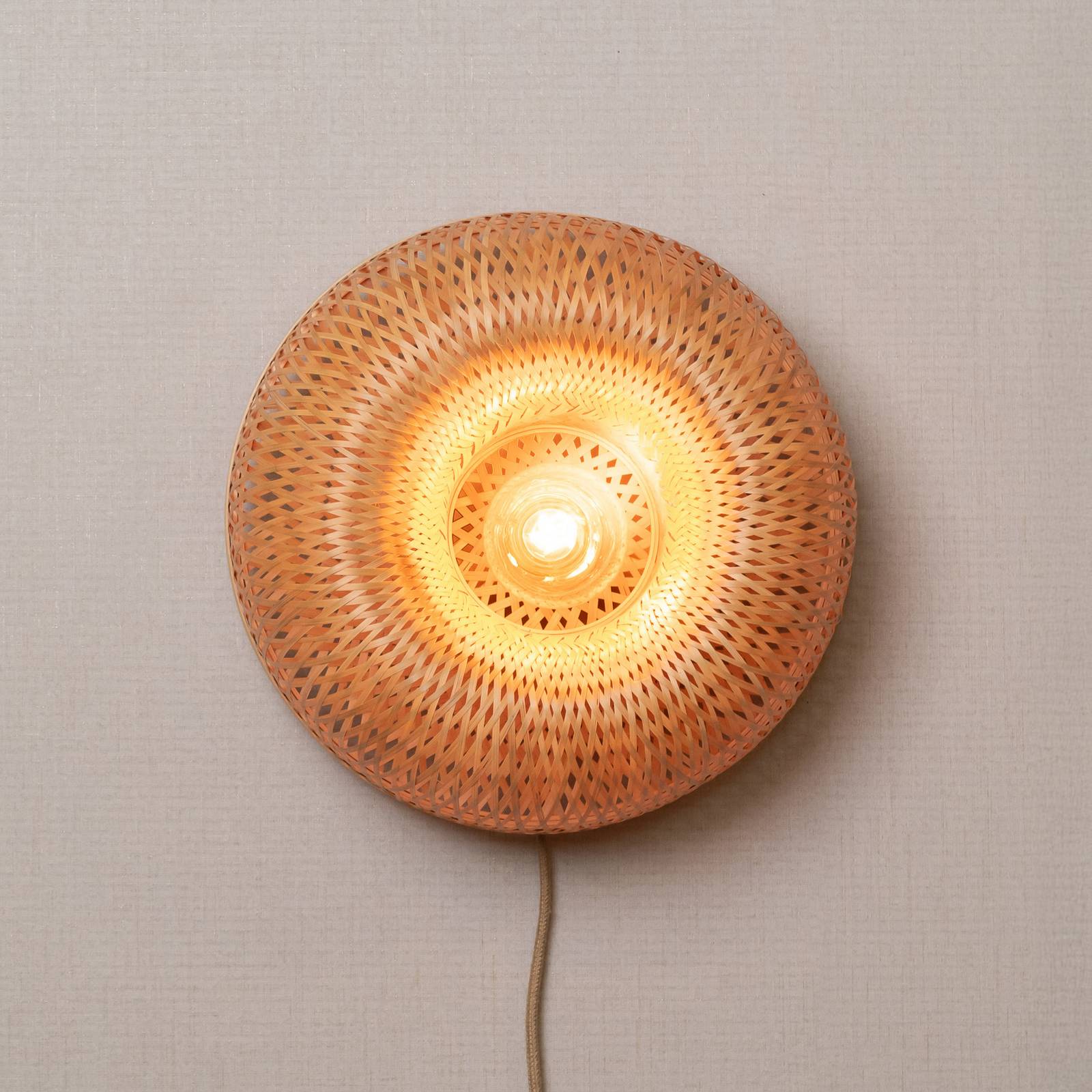 GOOD & MOJO Wandlampe Barbados, natur Ø 35 cm Bambus Stecker günstig online kaufen