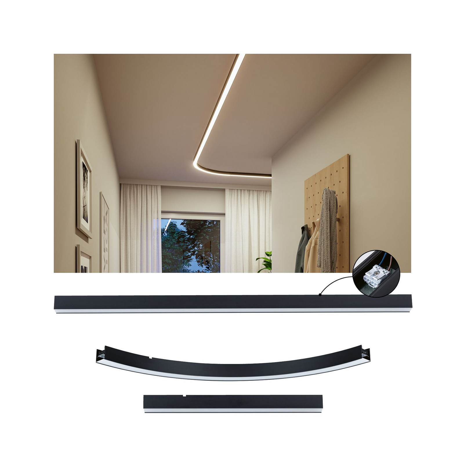 Sistema de canalización de luz Linion de Paulmann, negro, 38 W, aluminio Sistema de canalización de luz Linion de Paulmann, negro, 38 W, aluminio
