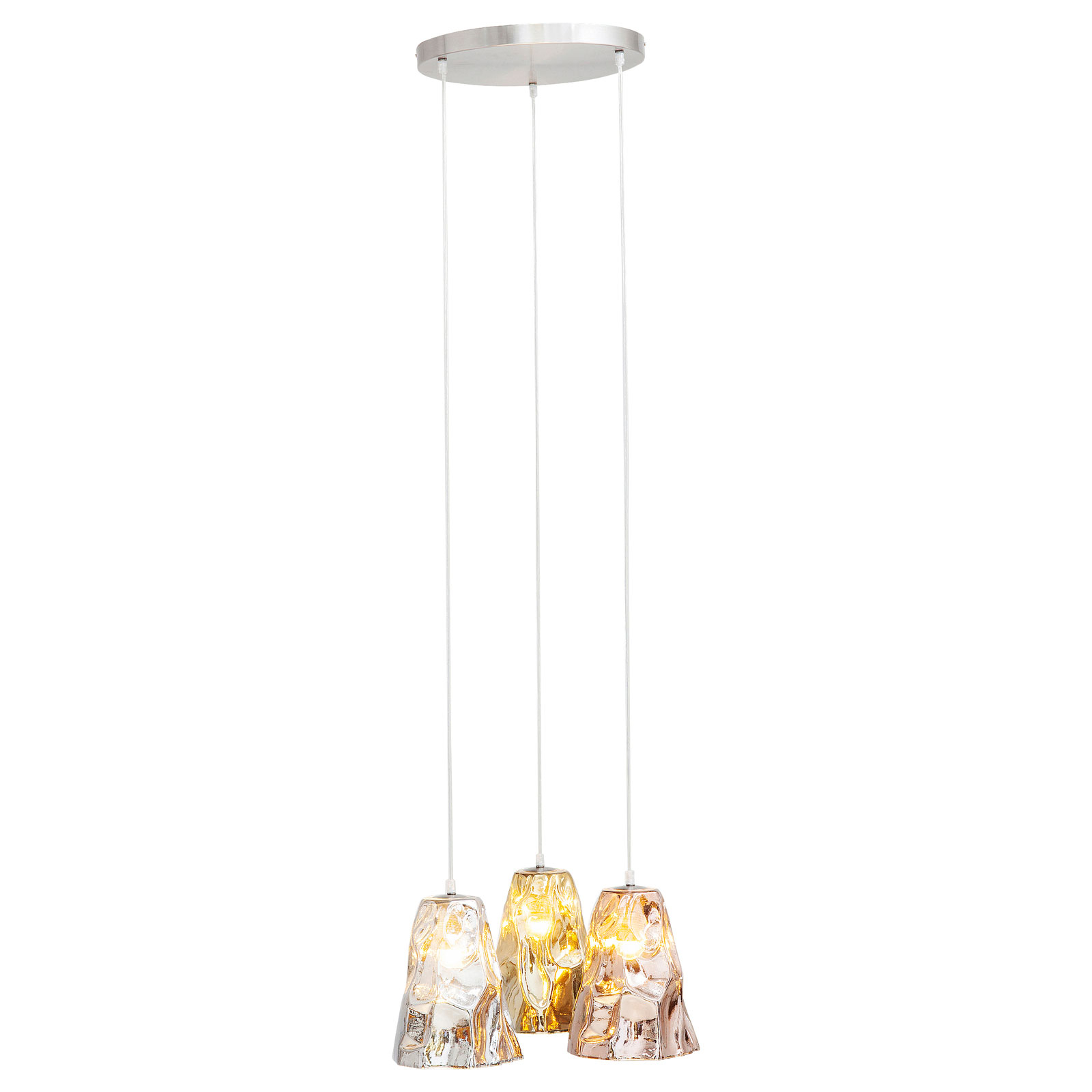 Kare KARE Crumble Tricolore hanging light, Ø 57 cm, for Living / Dining Room, glass, E27, 40 W, energy efficiency: A++, H: 24.5 cm
