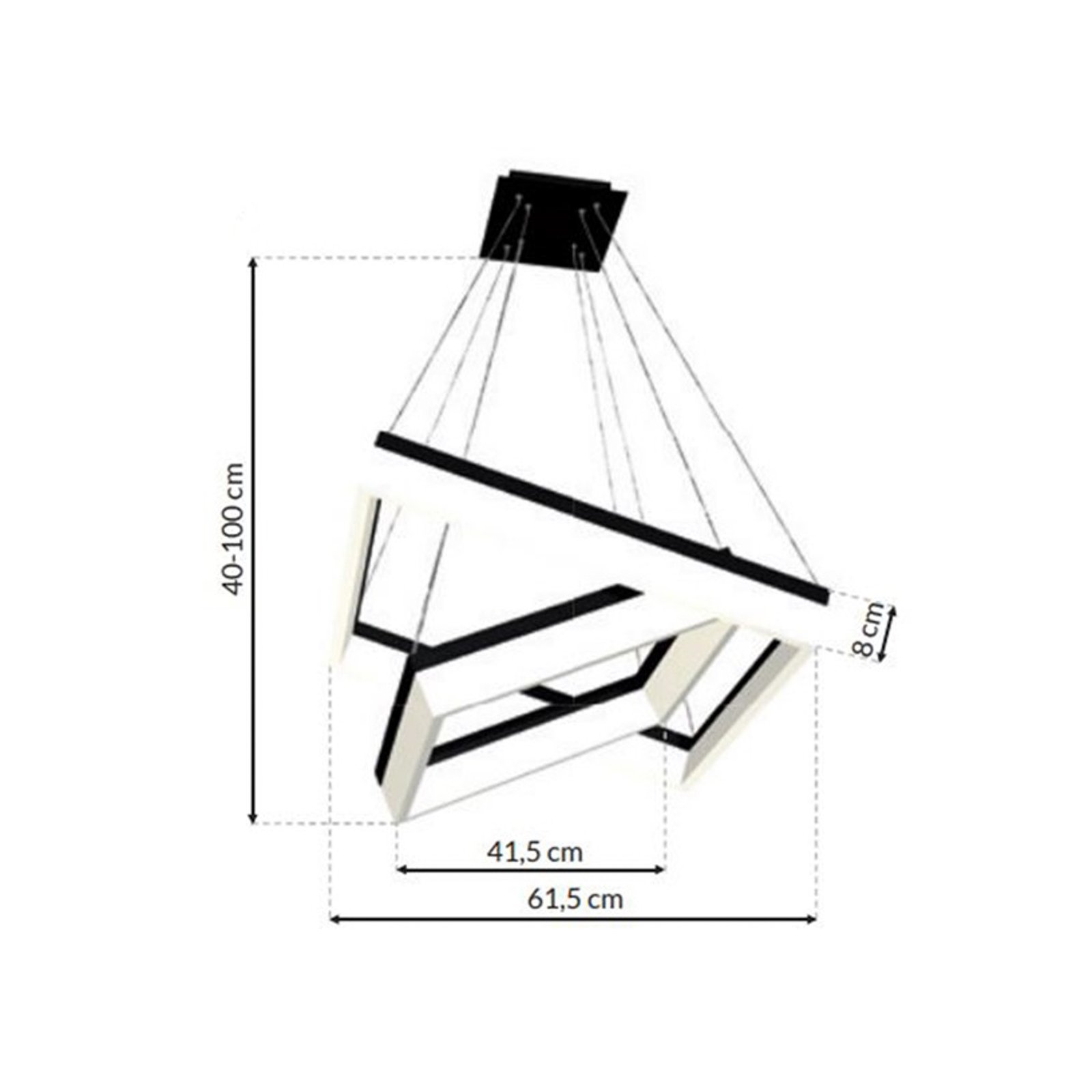 LED hanging light Nero, plastic, black, 2-bulb, 80 W