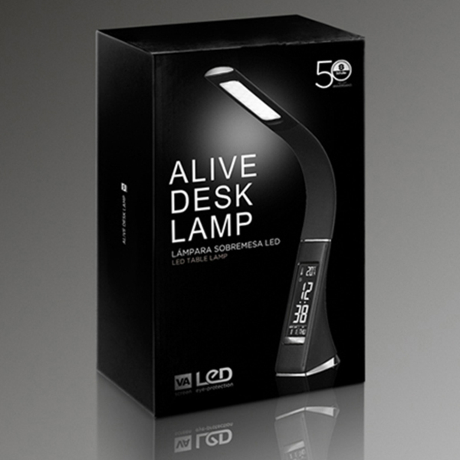 Alive LED table lamp with Wecker, black