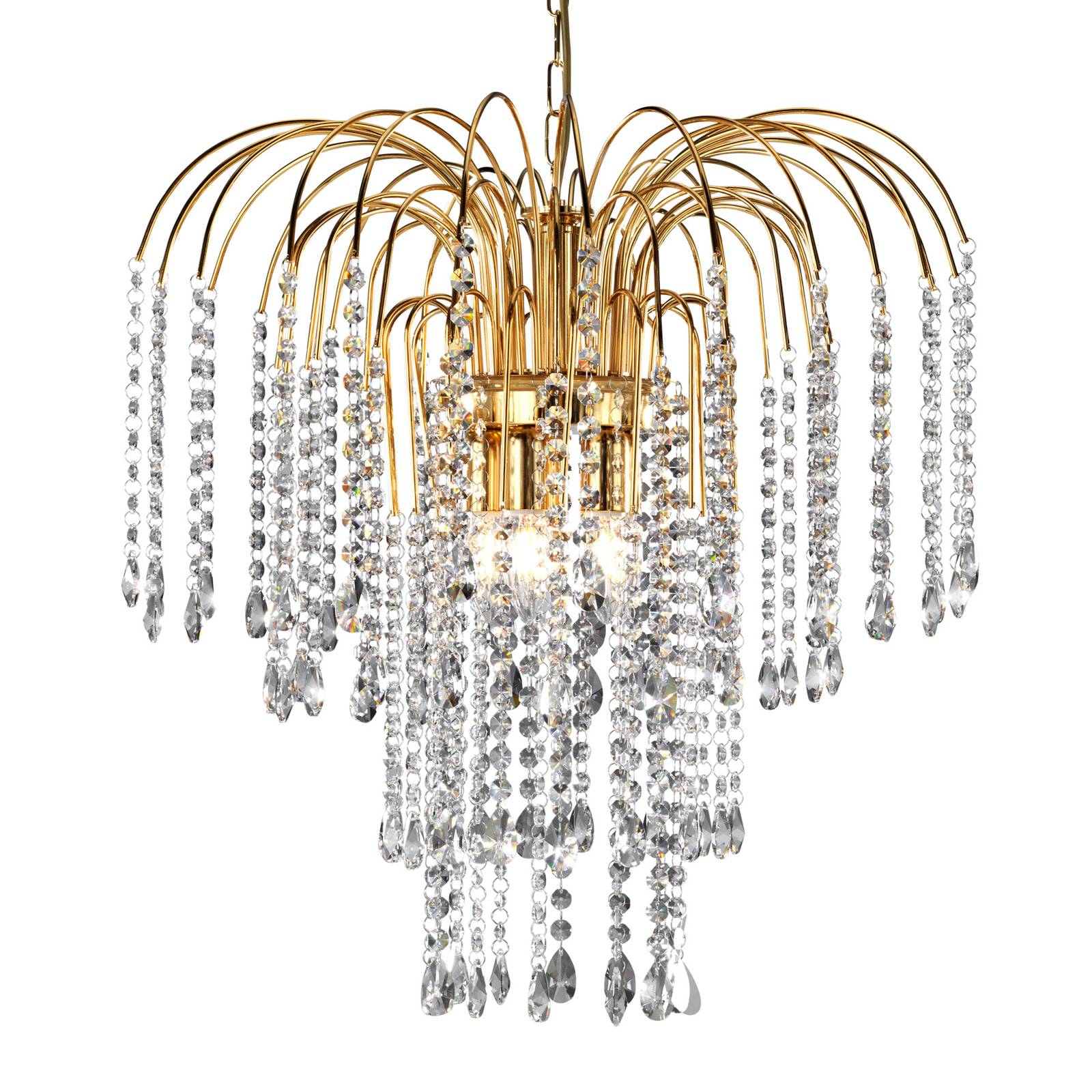 Hänglampa Pioggia med kristallregn Ø 50 cm guld