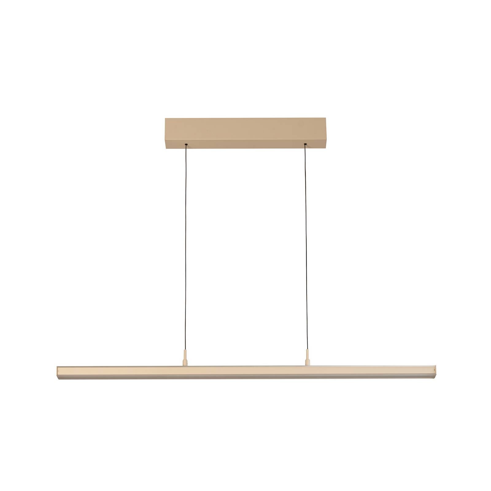 LED-Hängelampe Valeno, sand, Länge 115 cm, CCT, Touchdimmer