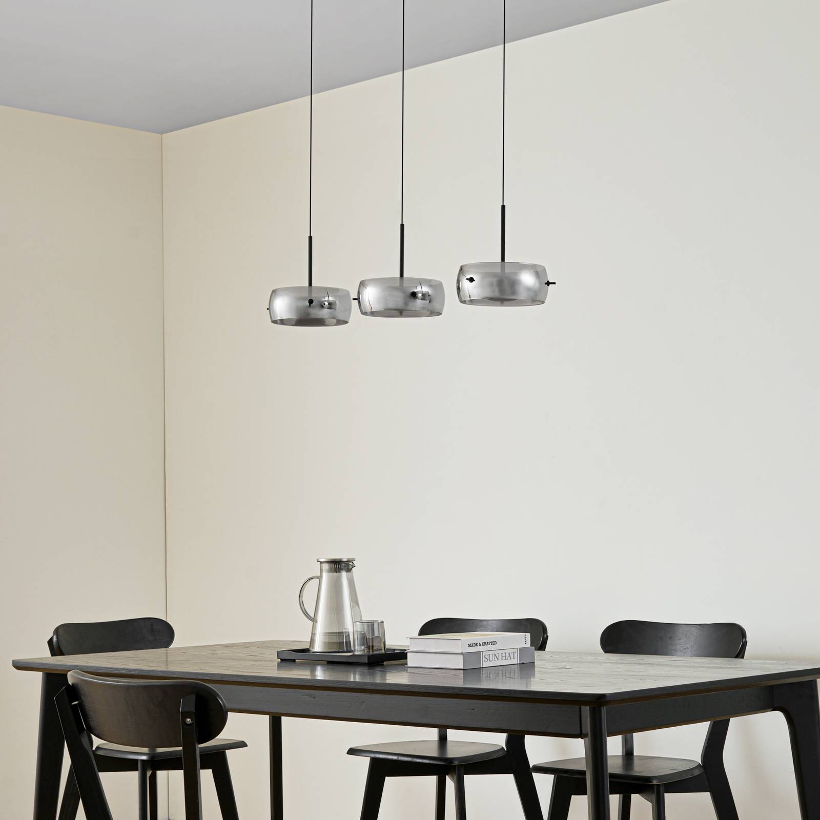 Lucande LED-Hängeleuchte Martis, schwarz, 3-flg., step-dim günstig online kaufen