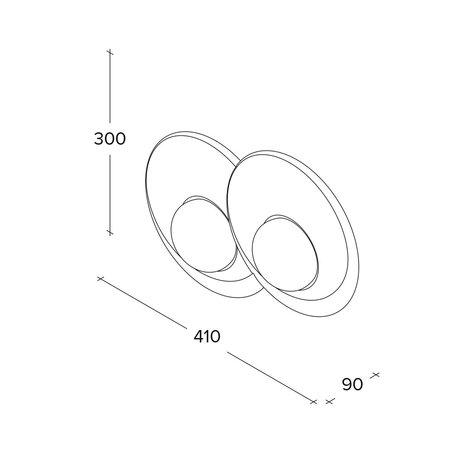 Wandleuchte Pitane, 2-flg., 41 cm breit, weiß, Gips, GX53