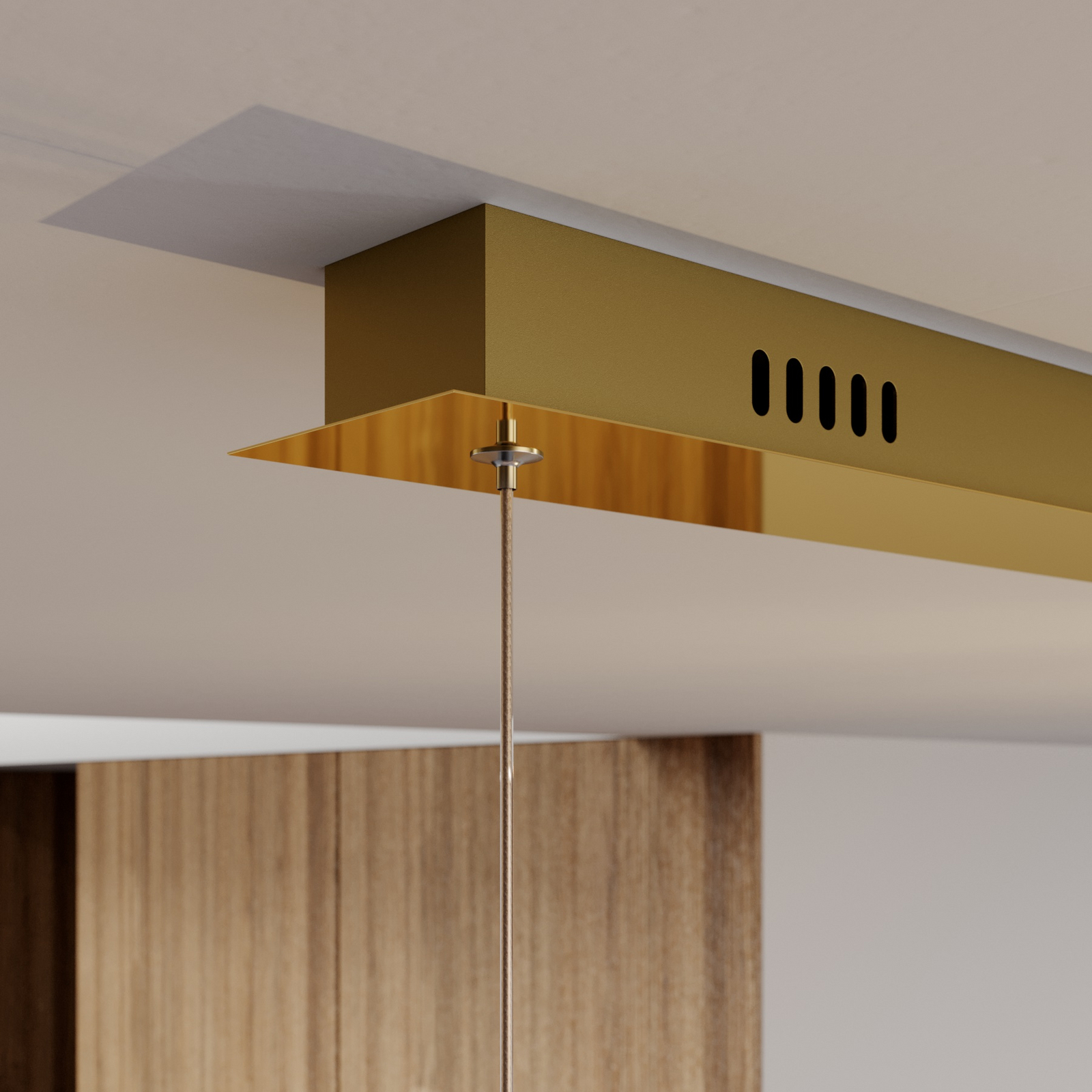 LED Pendellampe Hayley, 5 fl., länglich, gold LED Pendellampe Hayley, 5 fl., länglich, gold