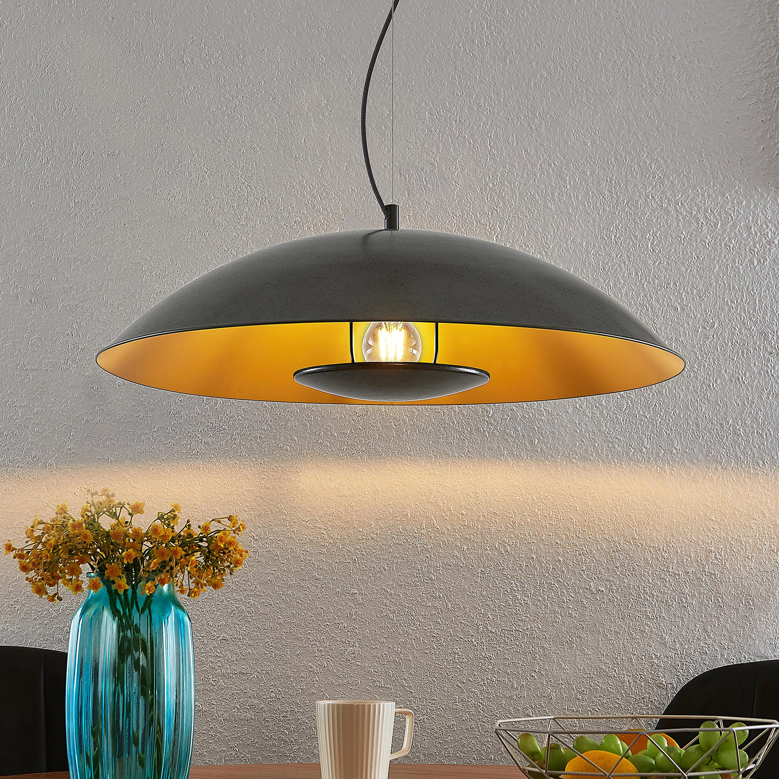 Lindby Emilienne colgante, acero, gris oscuro