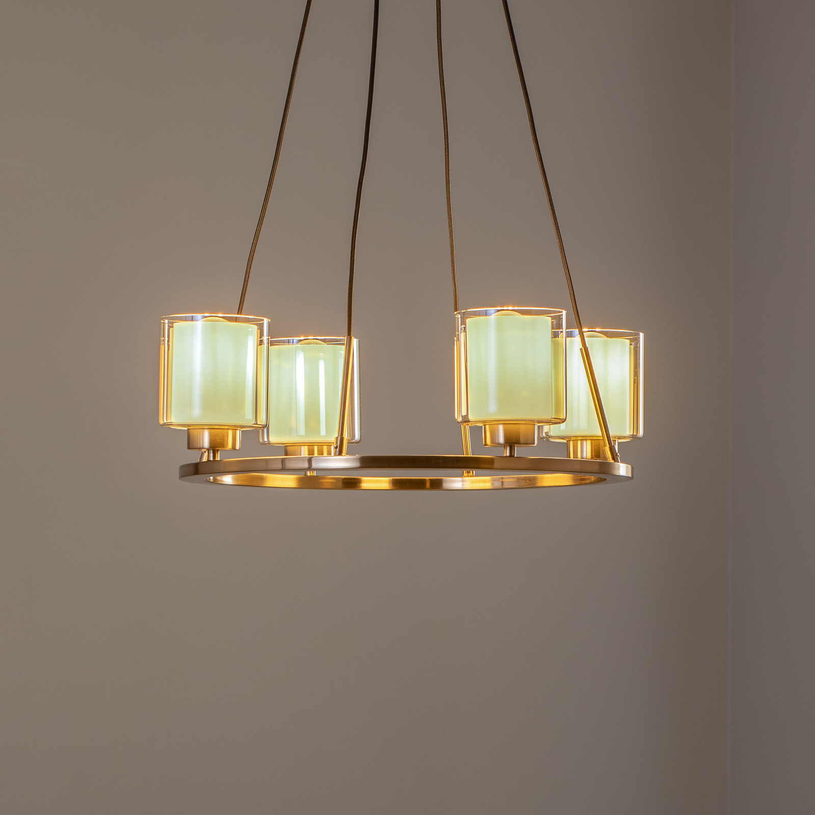 Lucea Candelabru Ressa Ø 59 cm alamă antică 4 becuri - Camera de zi / sufragerie - alamă antică transparentă